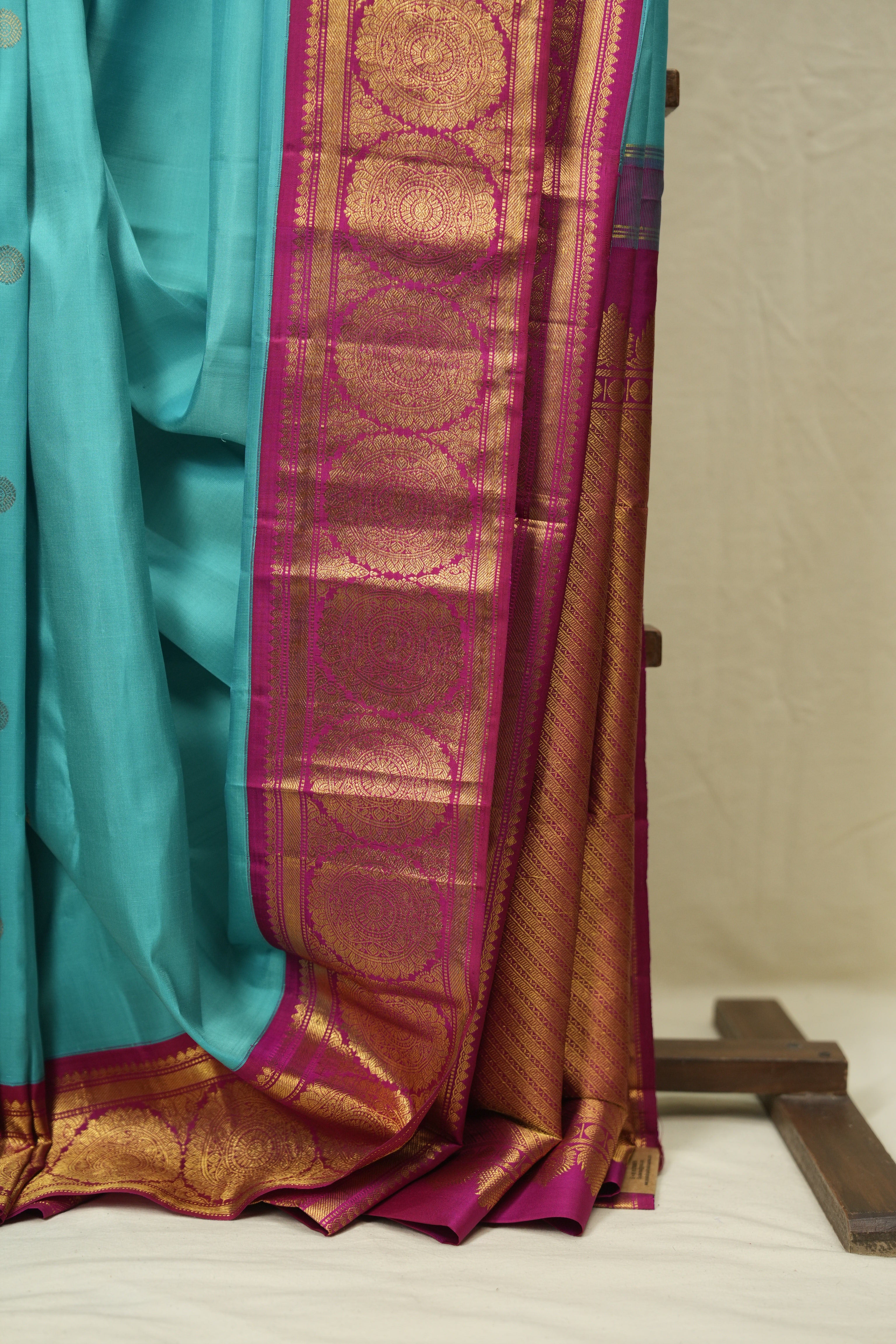 Turquoise Blue Kanjivaram Silk Saree - SRTBKSS1079