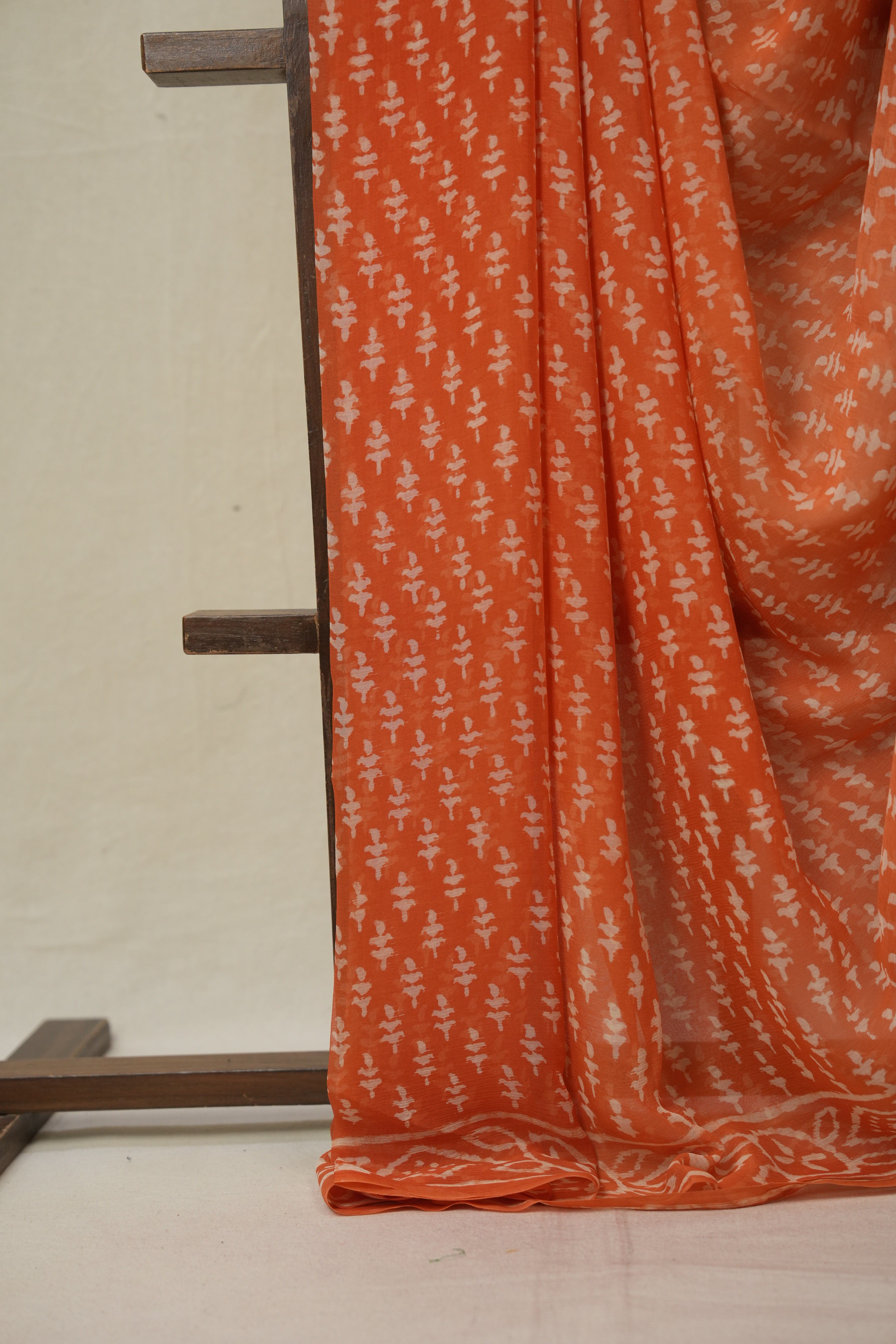 Candy Orange HBP Chiffon Saree - SRCOHCS36
