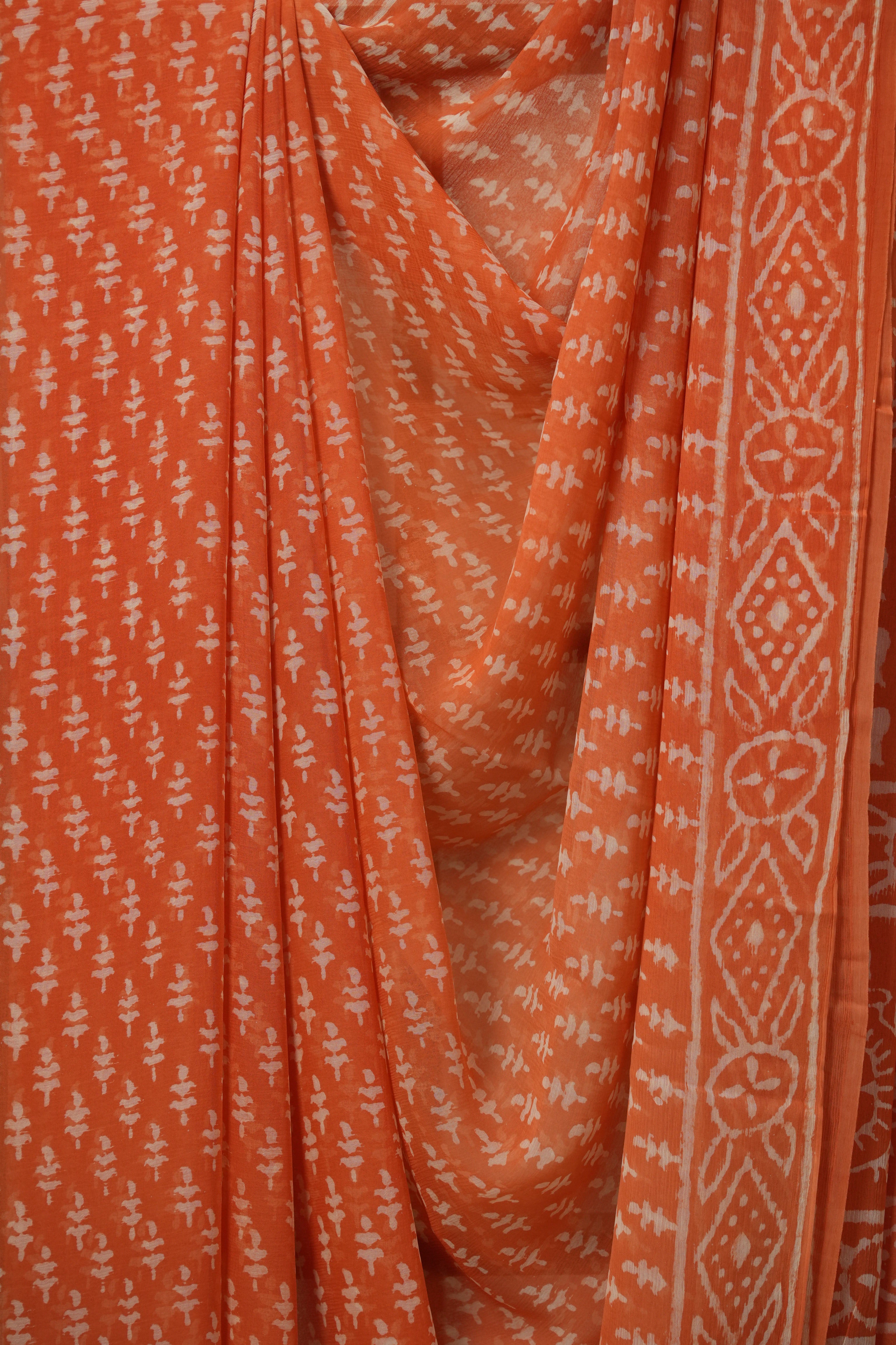 Candy Orange HBP Chiffon Saree - SRCOHCS36