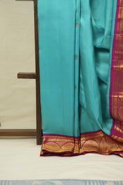 Turquoise Blue Kanjivaram Silk Saree - SRTBKSS1079