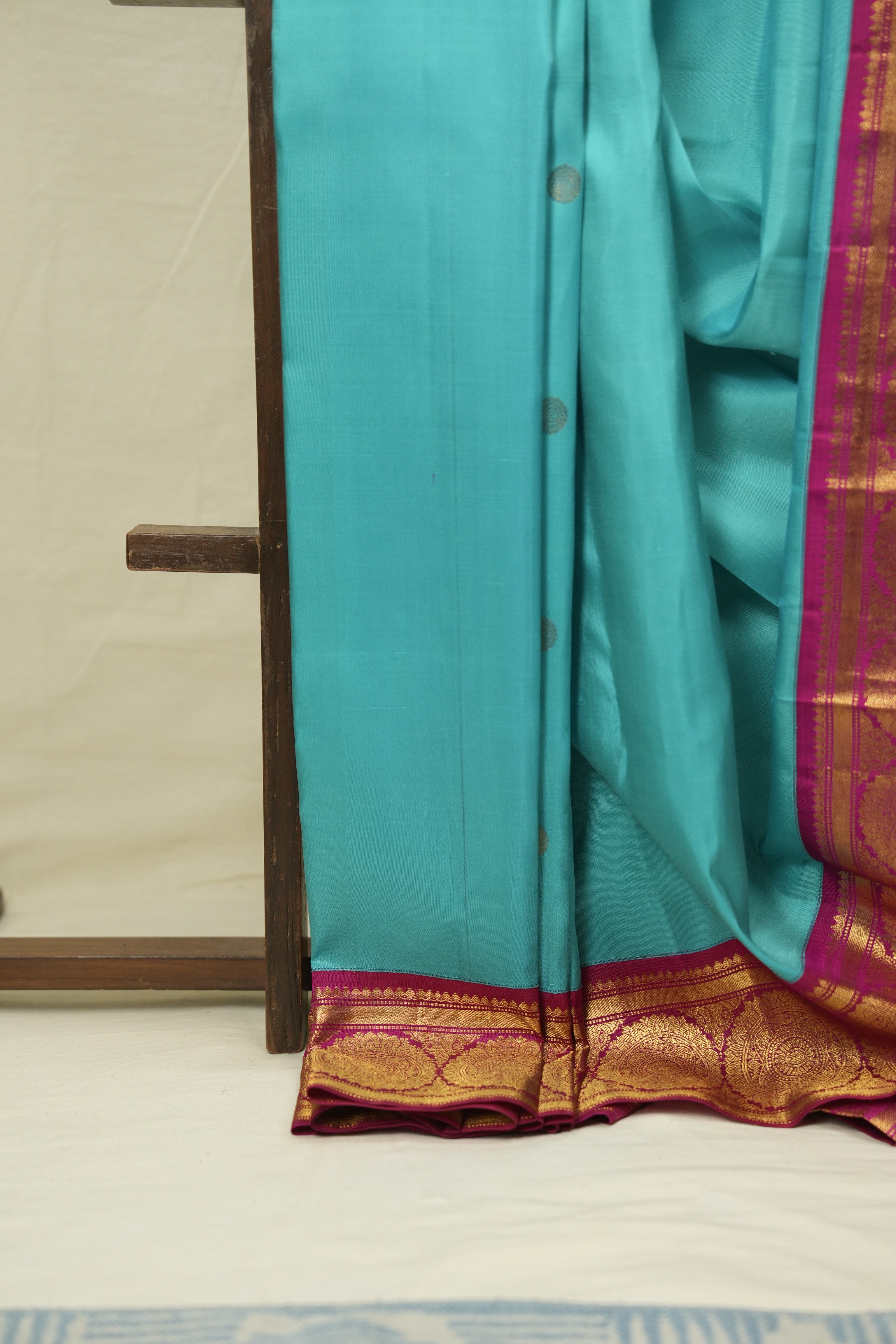 Turquoise Blue Kanjivaram Silk Saree - SRTBKSS1079