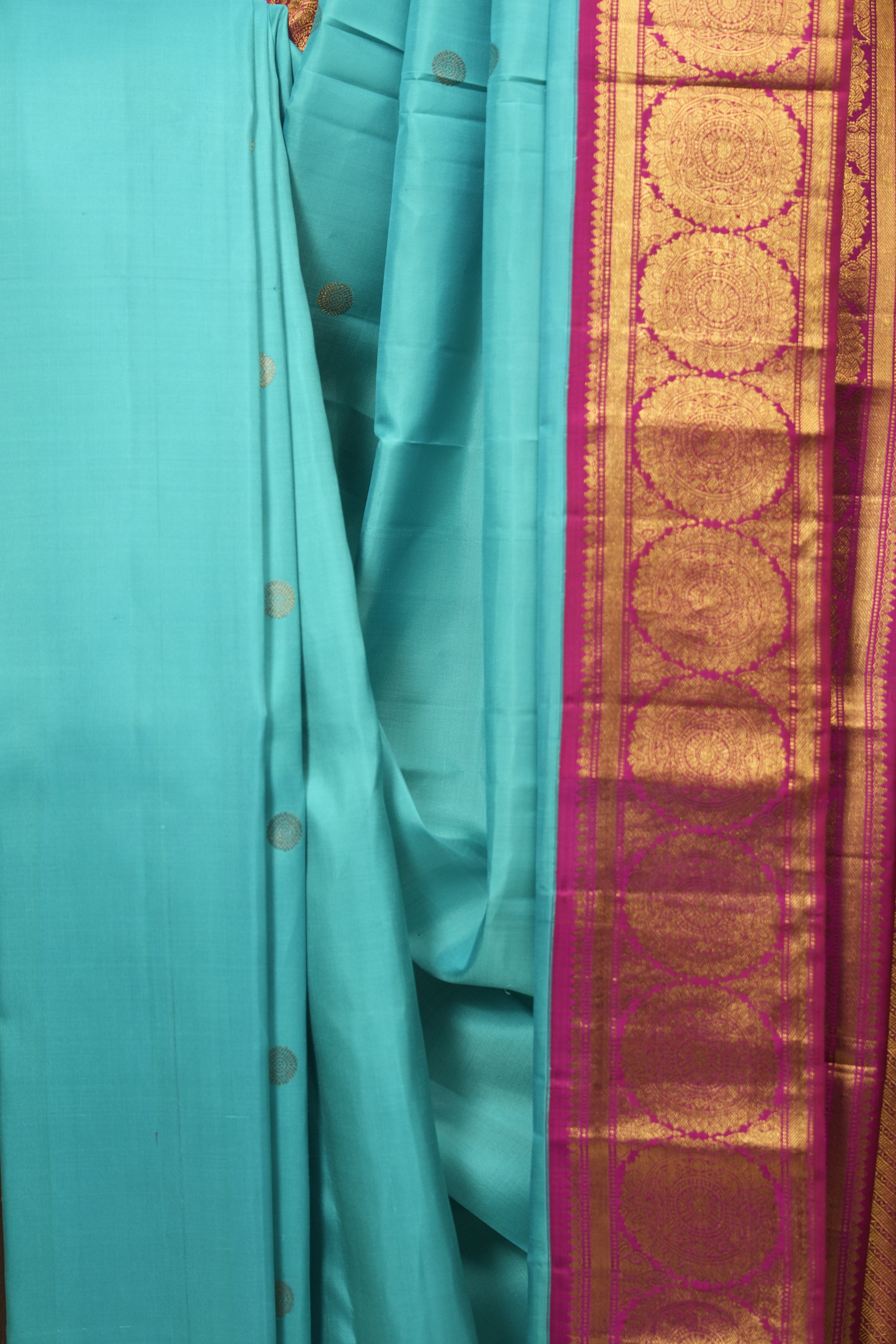 Turquoise Blue Kanjivaram Silk Saree - SRTBKSS1079