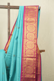 Turquoise Blue Kanjivaram Silk Saree - SRTBKSS1079