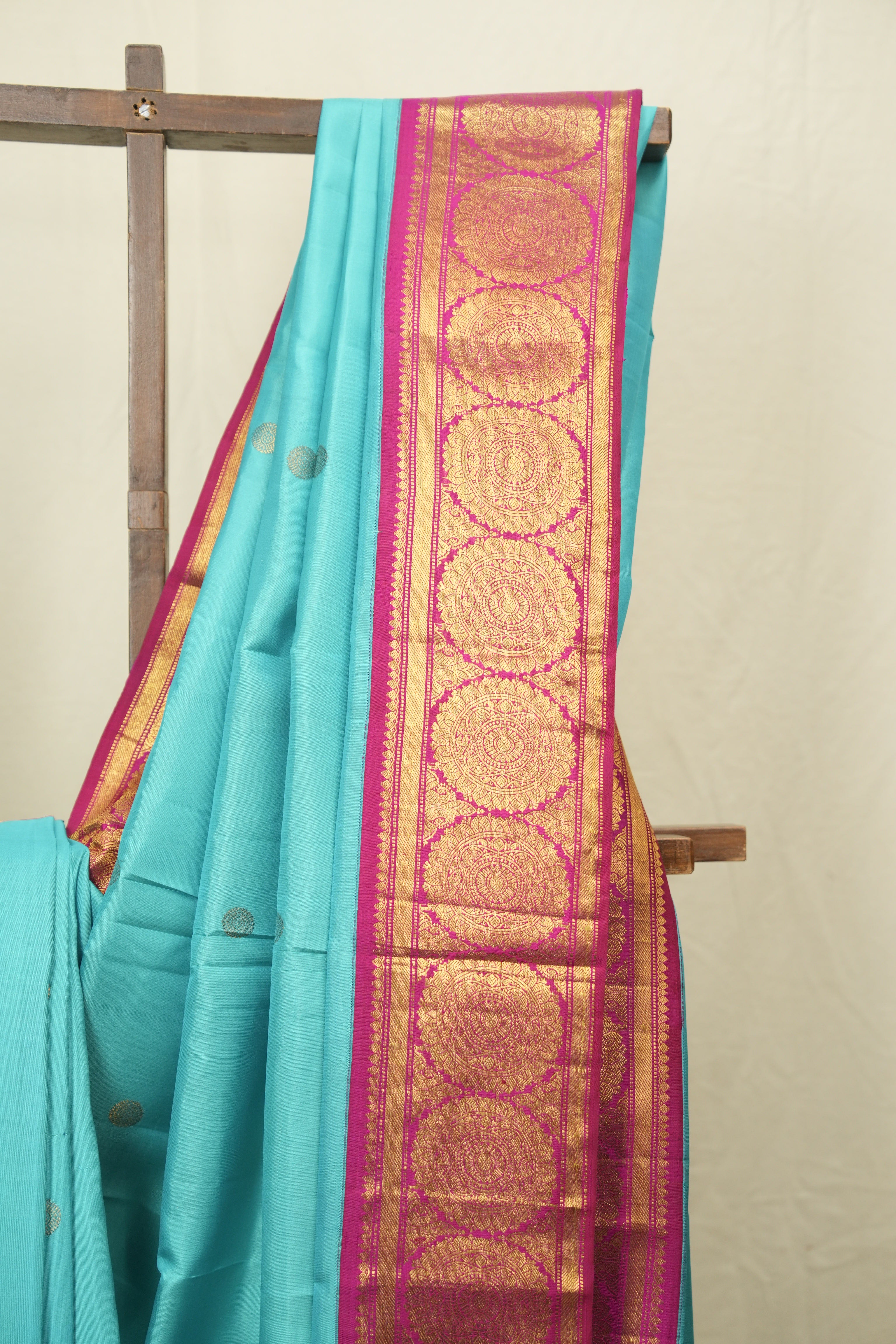 Turquoise Blue Kanjivaram Silk Saree - SRTBKSS1079
