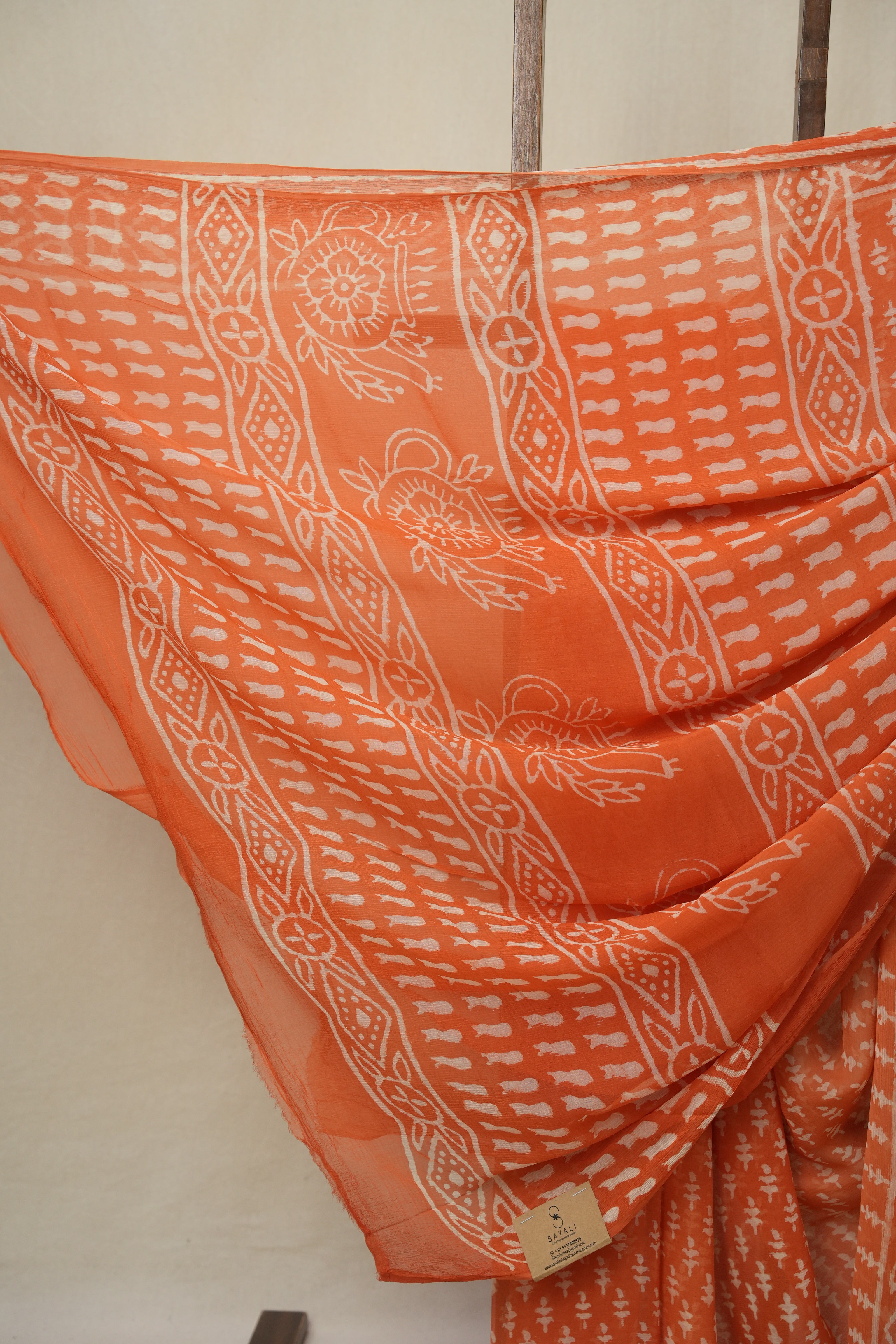 Candy Orange HBP Chiffon Saree - SRCOHCS36