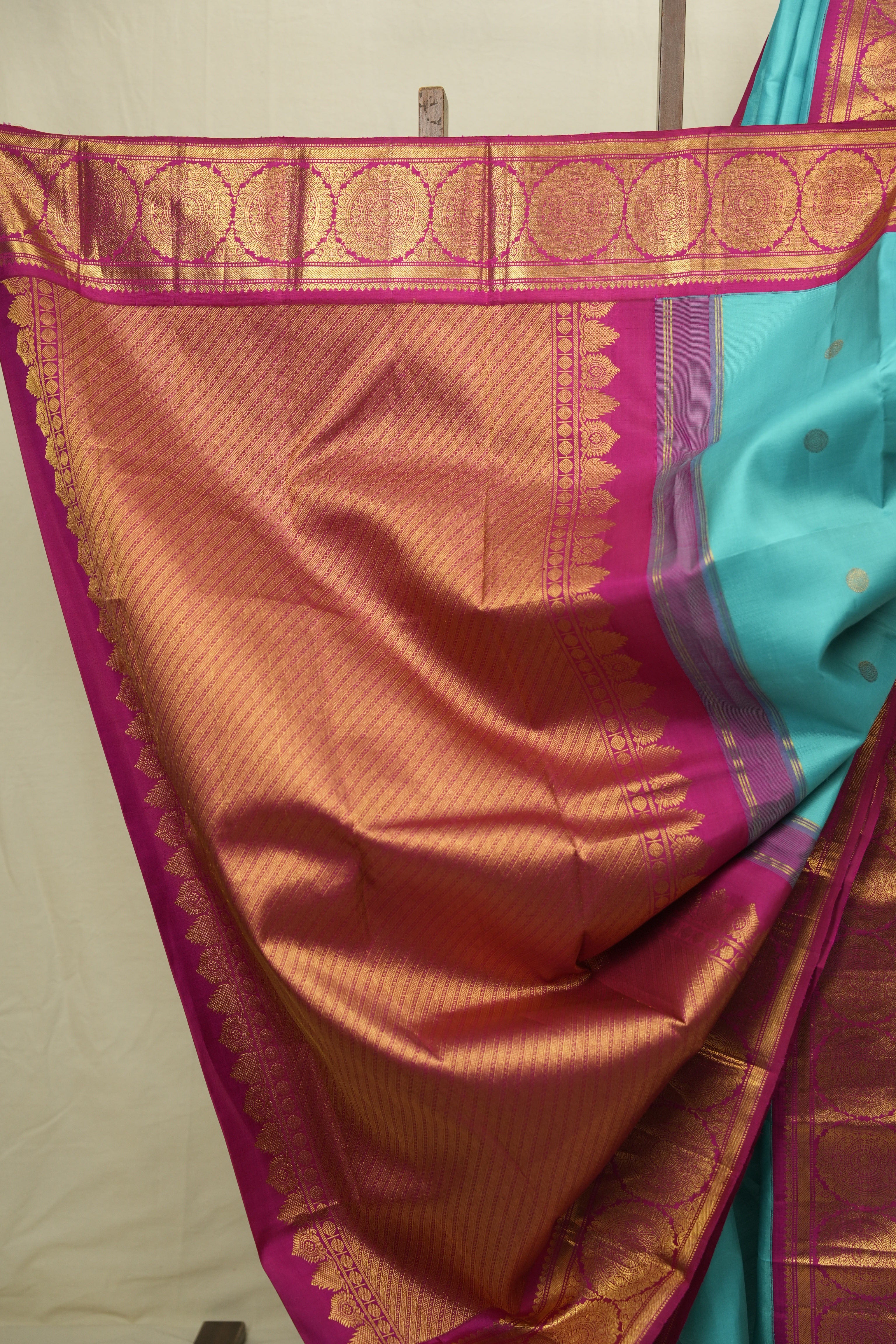 Turquoise Blue Kanjivaram Silk Saree - SRTBKSS1079