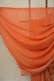 Candy Orange HBP Chiffon Saree - SRCOHCS36