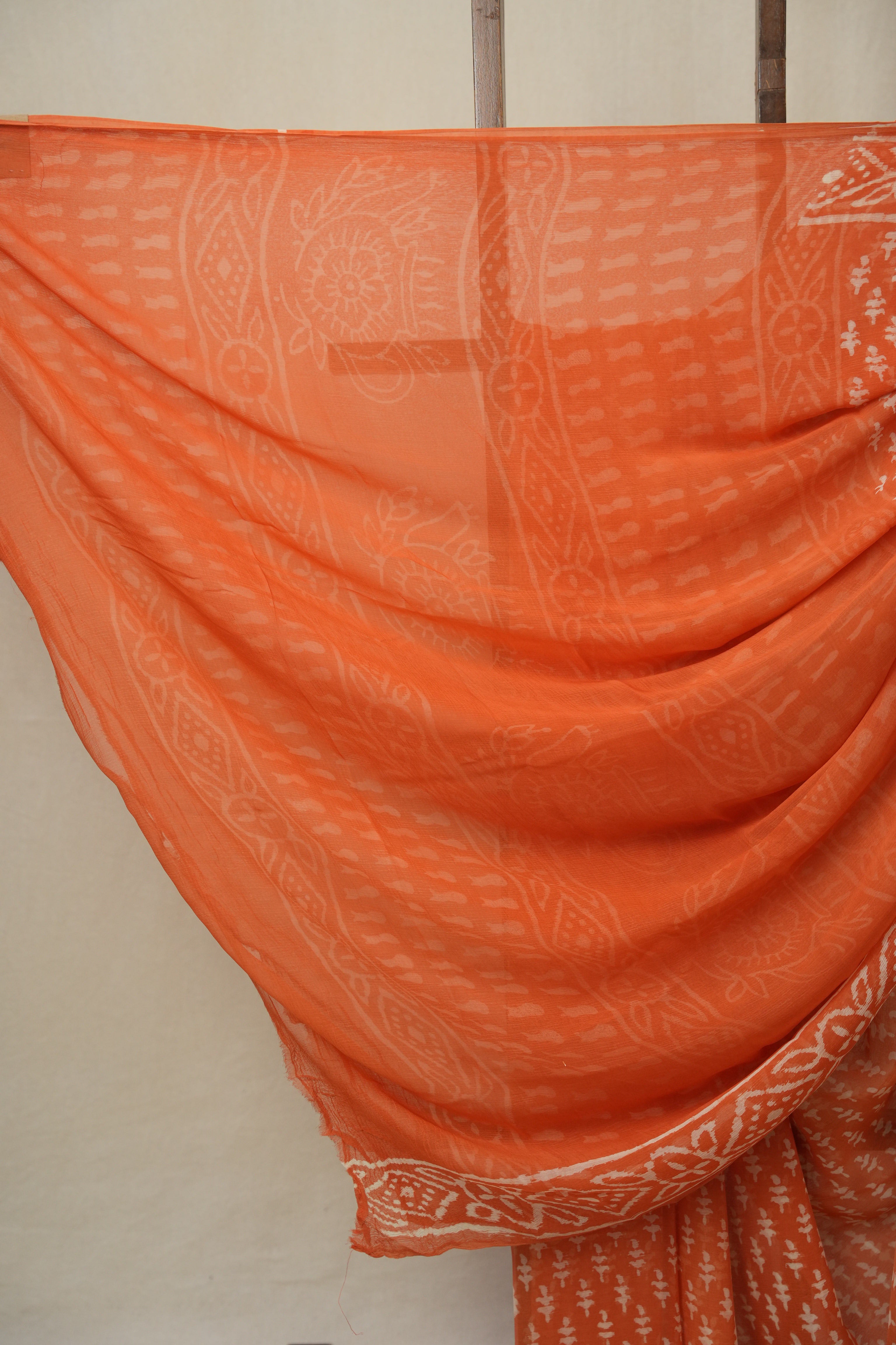 Candy Orange HBP Chiffon Saree - SRCOHCS36