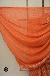 Candy Orange HBP Chiffon Saree - SRCOHCS36