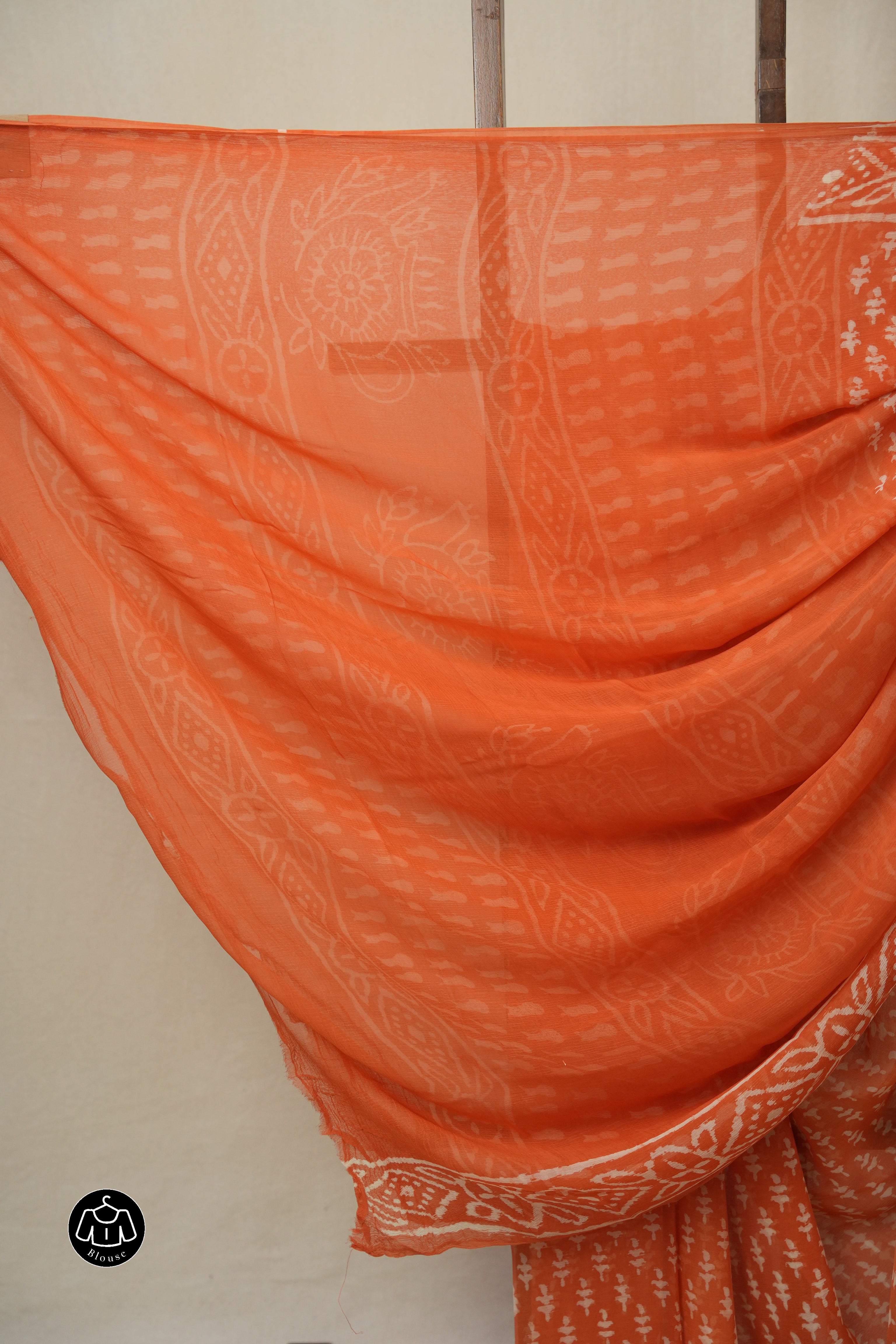 Candy Orange HBP Chiffon Saree - SRCOHCS36