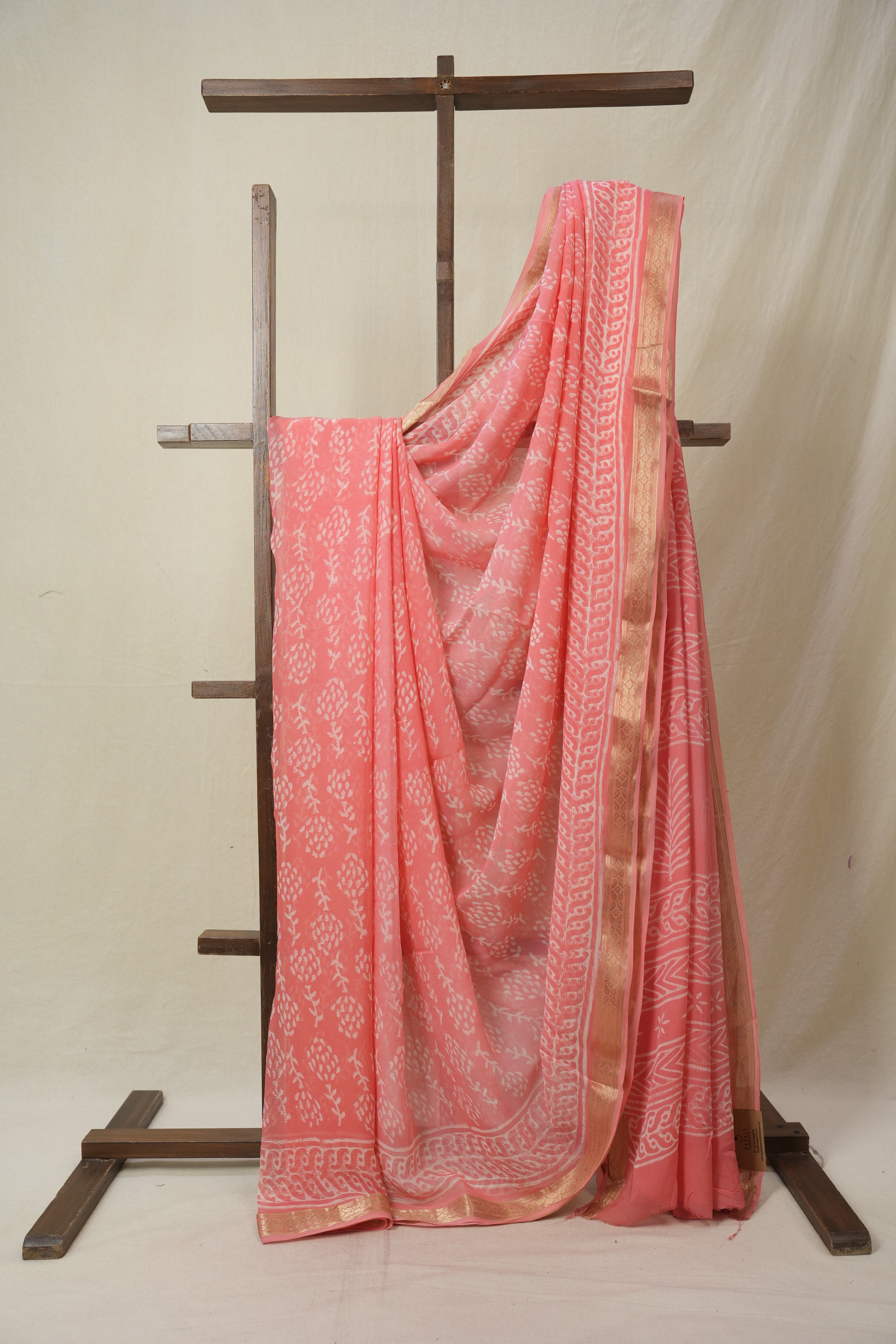 Peach Pink HBP Chiffon Saree - SRPPHCS43