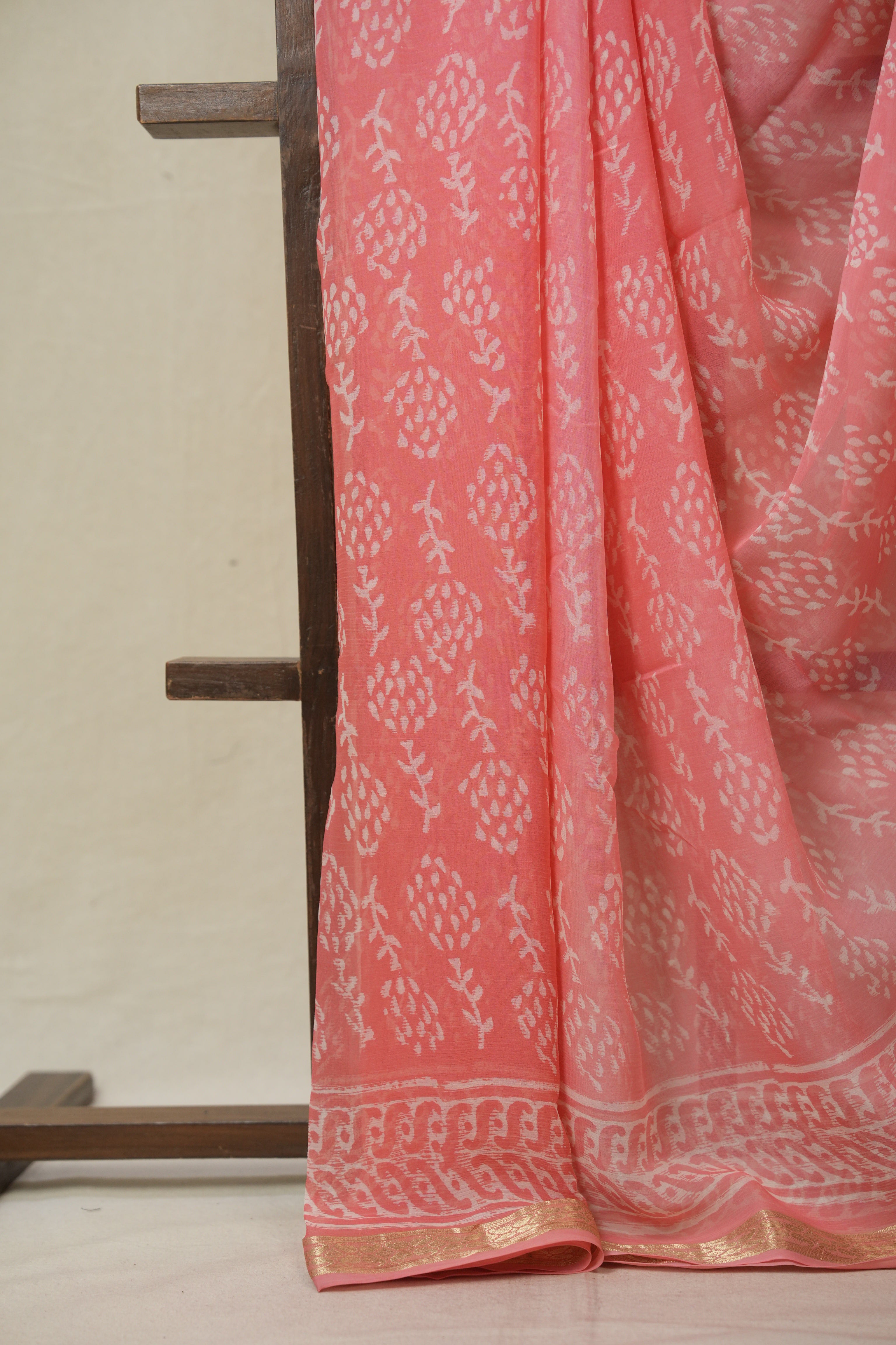 Peach Pink HBP Chiffon Saree - SRPPHCS43