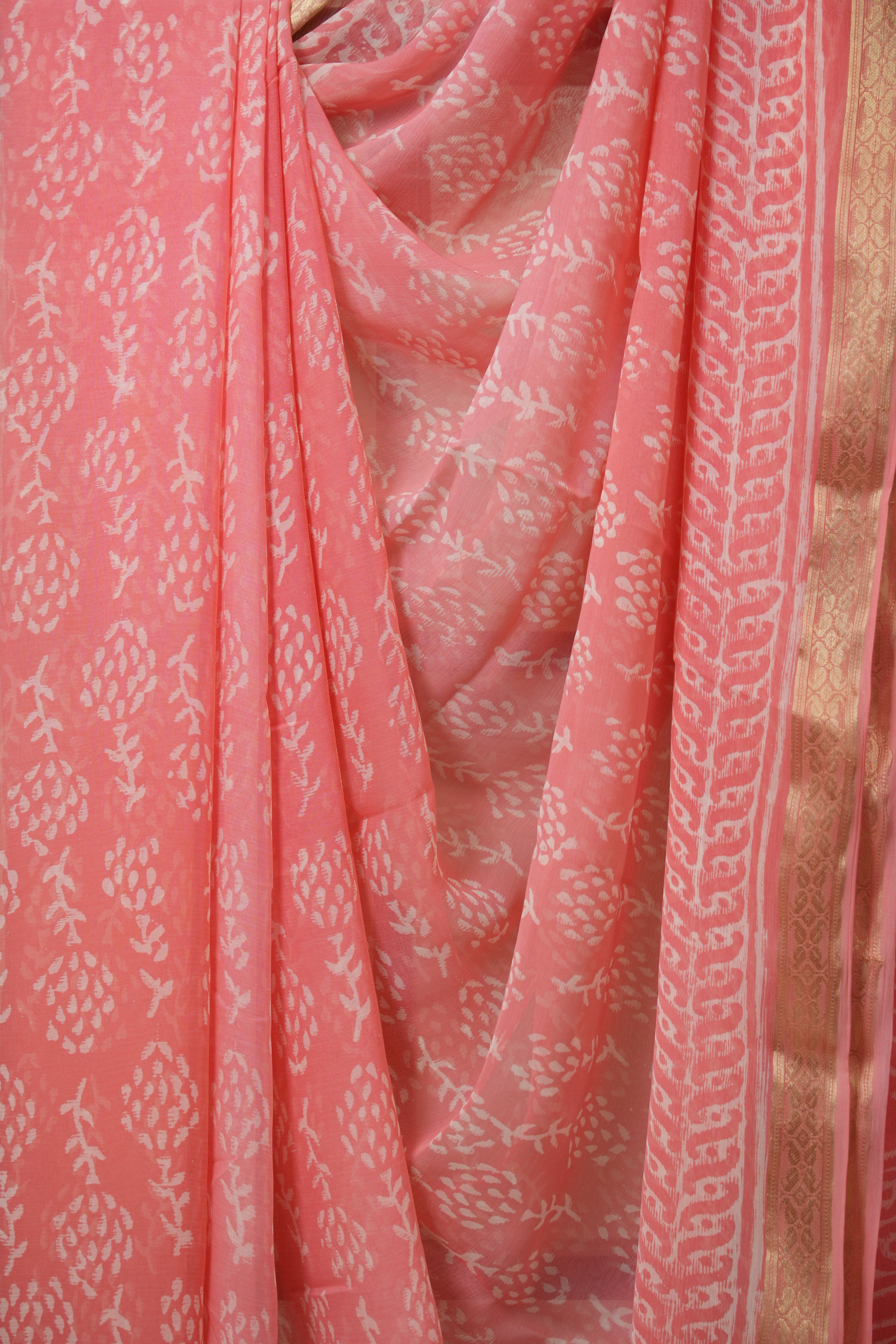Peach Pink HBP Chiffon Saree - SRPPHCS43