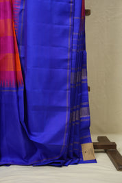 Orange Pink Checkered Kanjivaram Silk Saree - SROPCKSS1078