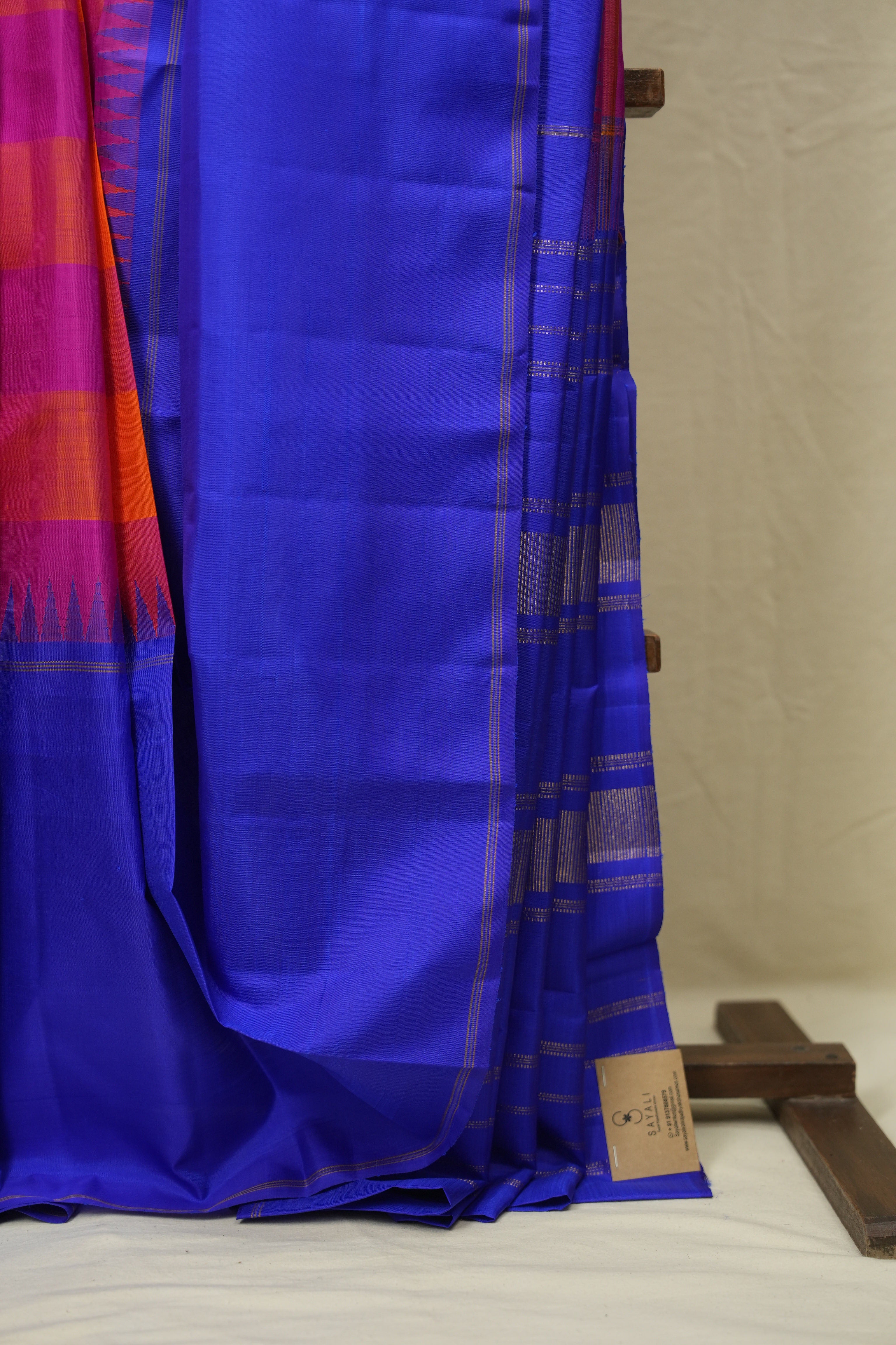 Orange Pink Checkered Kanjivaram Silk Saree - SROPCKSS1078