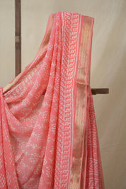 Peach Pink HBP Chiffon Saree - SRPPHCS43