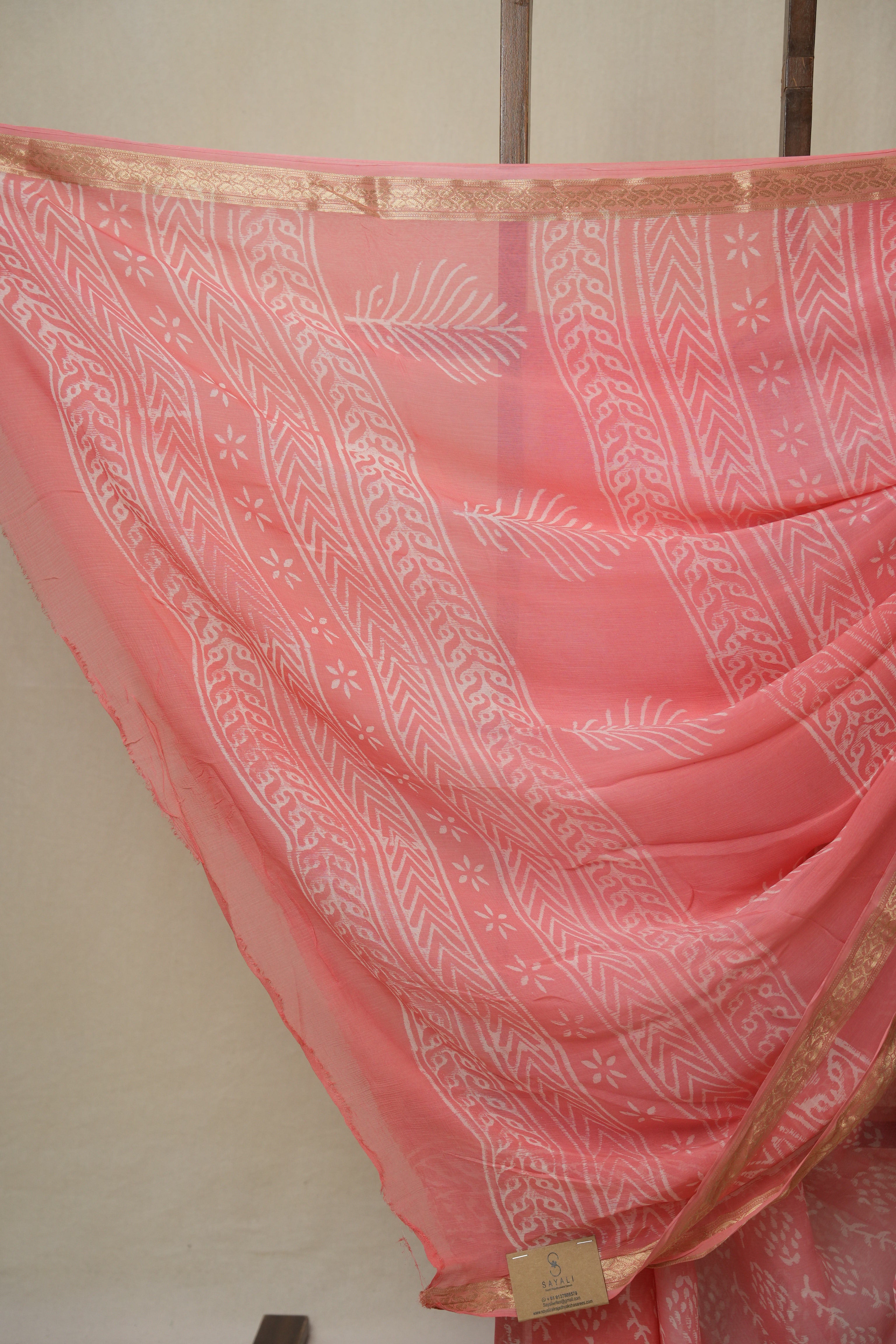 Peach Pink HBP Chiffon Saree - SRPPHCS43