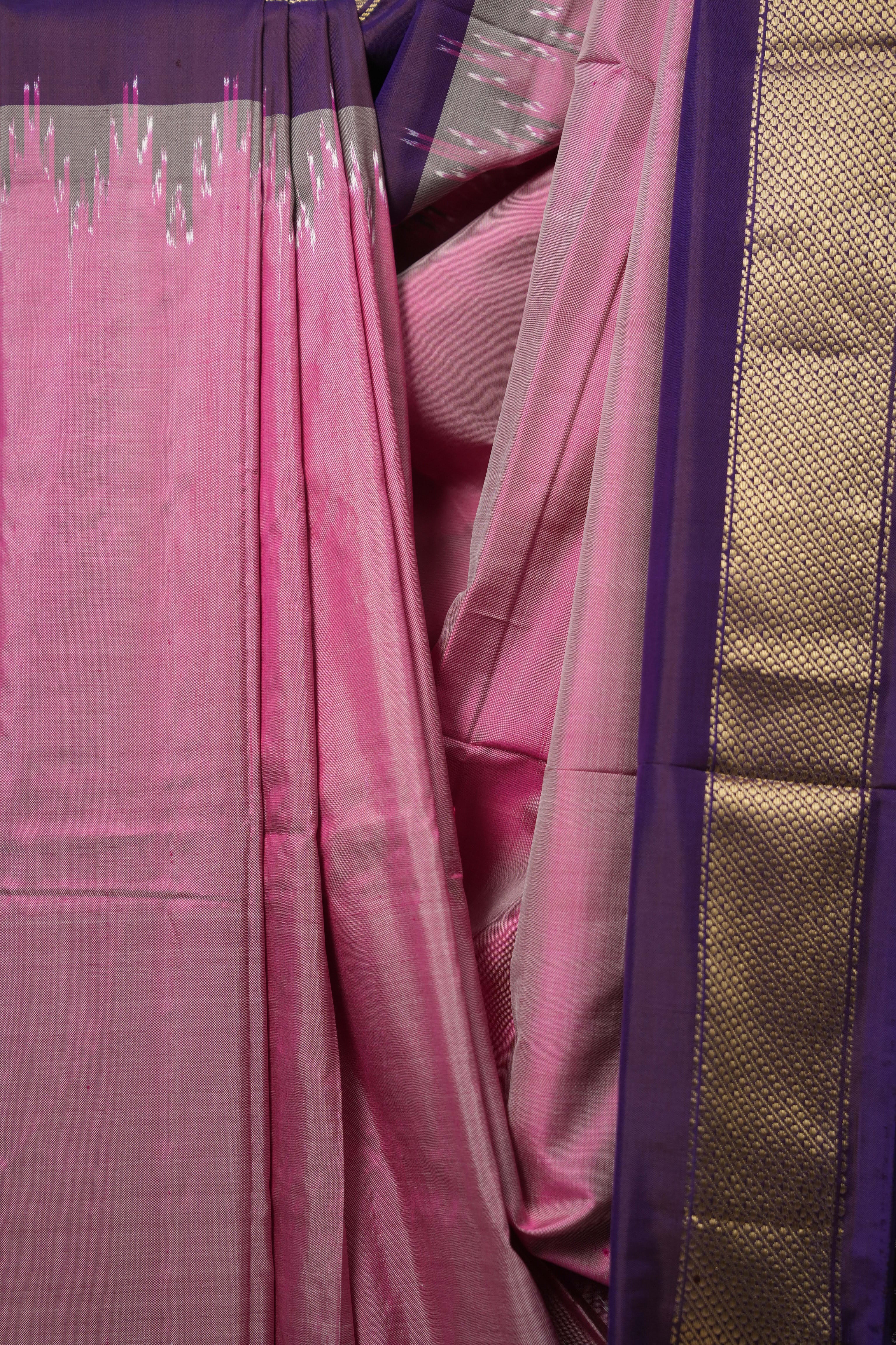 Pink Purple Pochampalli Silk Ikat Saree - SRPPPSIS261