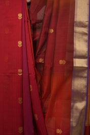 Maroon Orange Maheshwari Saree - SRMOMS1014