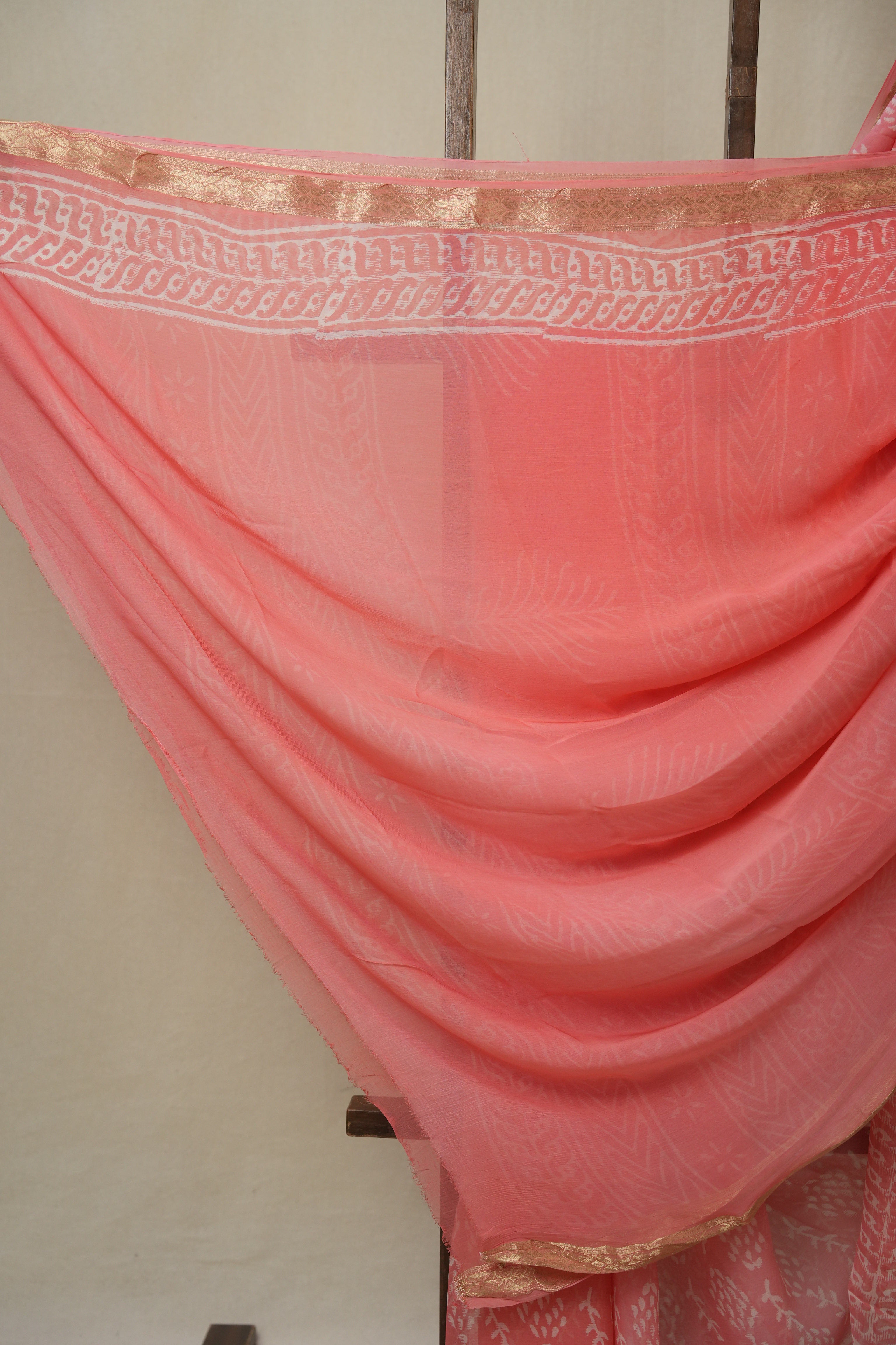 Peach Pink HBP Chiffon Saree - SRPPHCS43