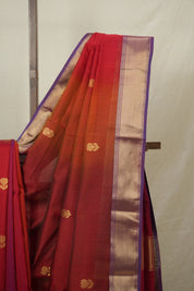 Maroon Orange Maheshwari Saree - SRMOMS1014