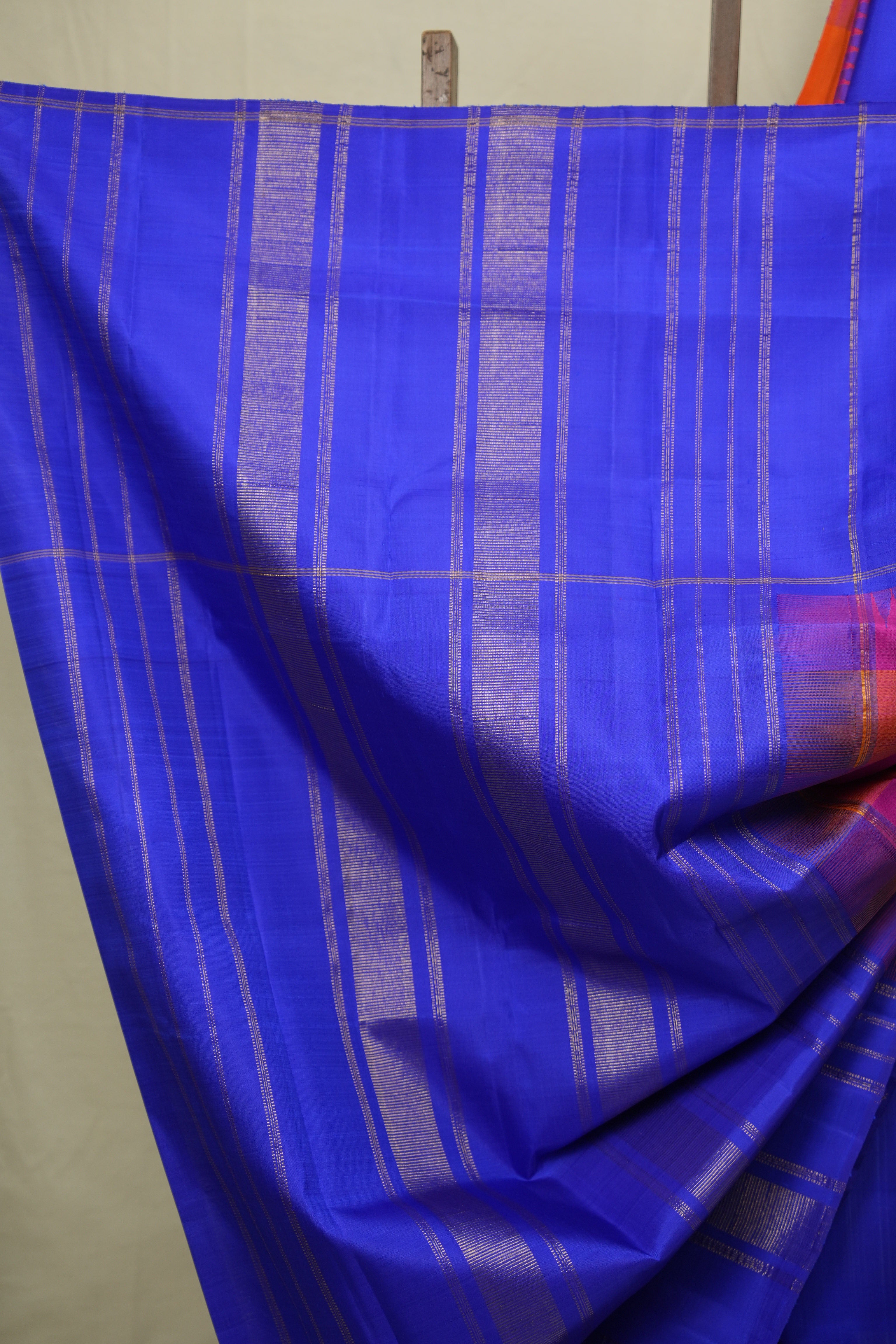 Orange Pink Checkered Kanjivaram Silk Saree - SROPCKSS1078
