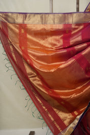 Maroon Orange Maheshwari Saree - SRMOMS1014