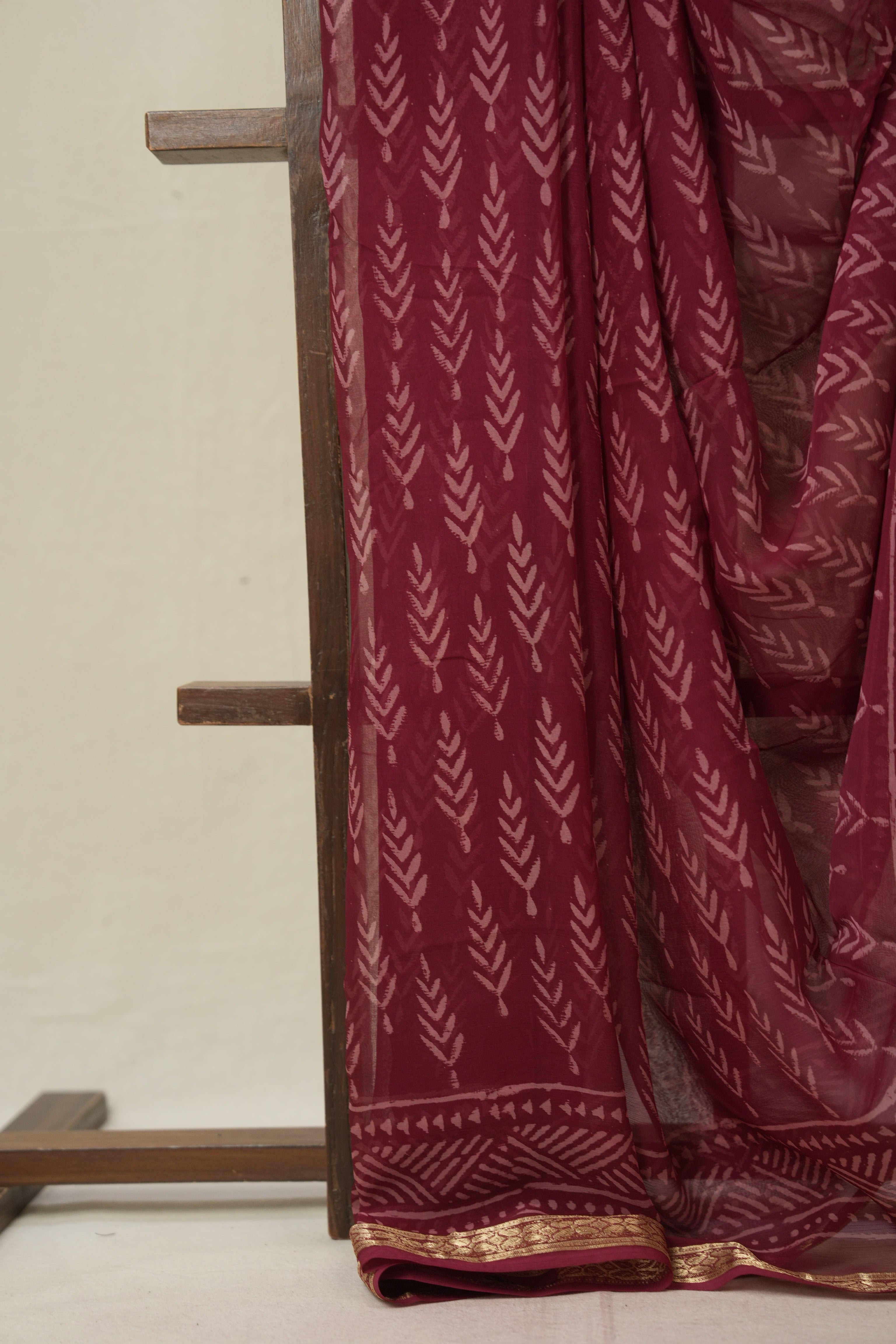 Maroon HBP Chiffon Saree - SRMHCS42