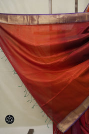 Maroon Orange Maheshwari Saree - SRMOMS1014