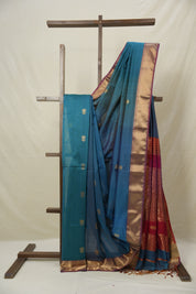 Teal Blue Maheshwari Saree - SRTBMS1015