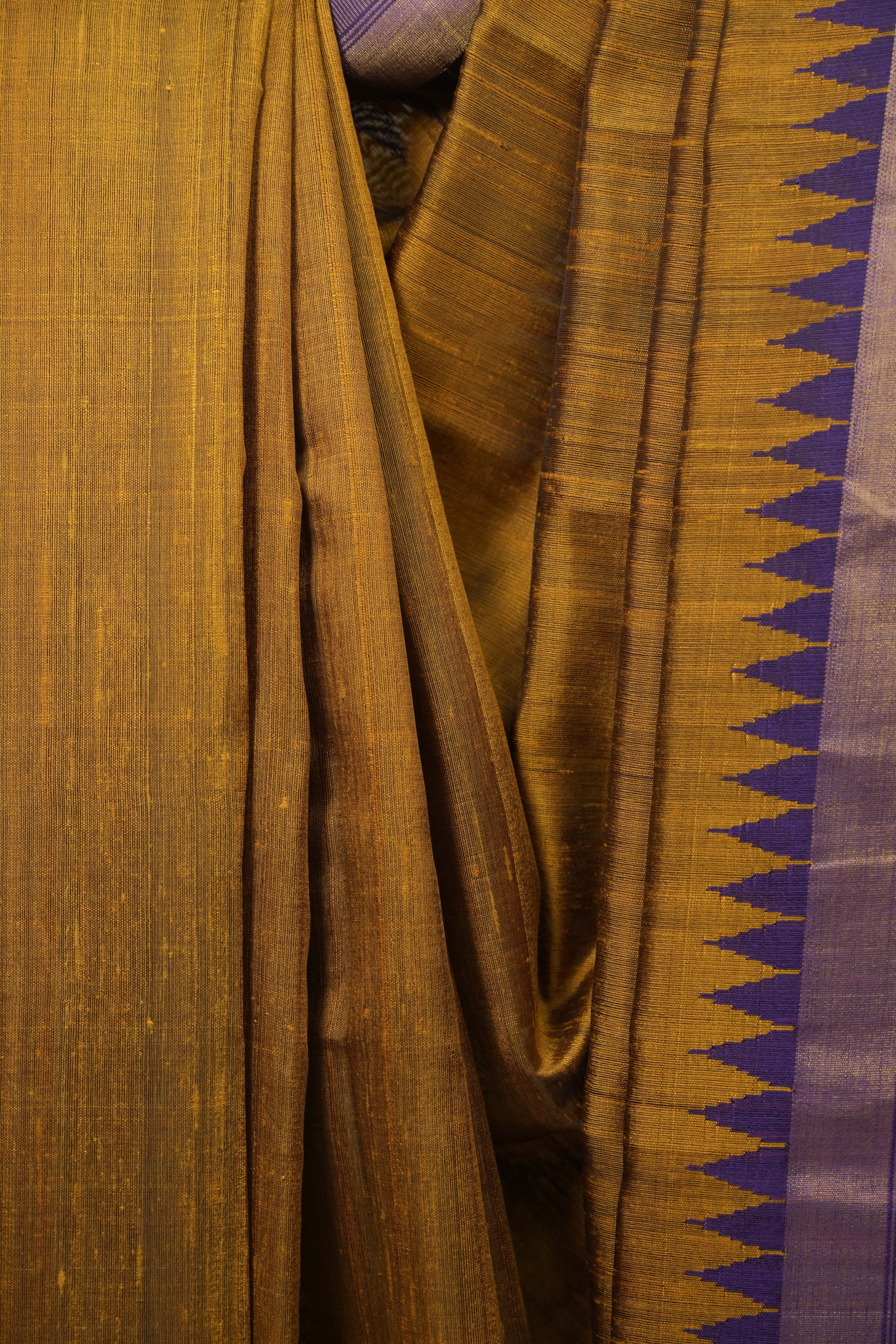 Mustard Raw Silk Saree - SRMRSS1111