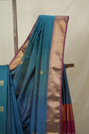 Teal Blue Maheshwari Saree - SRTBMS1015