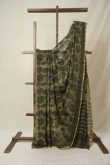 Olive Green HBP Chiffon Saree - SROGHCS39