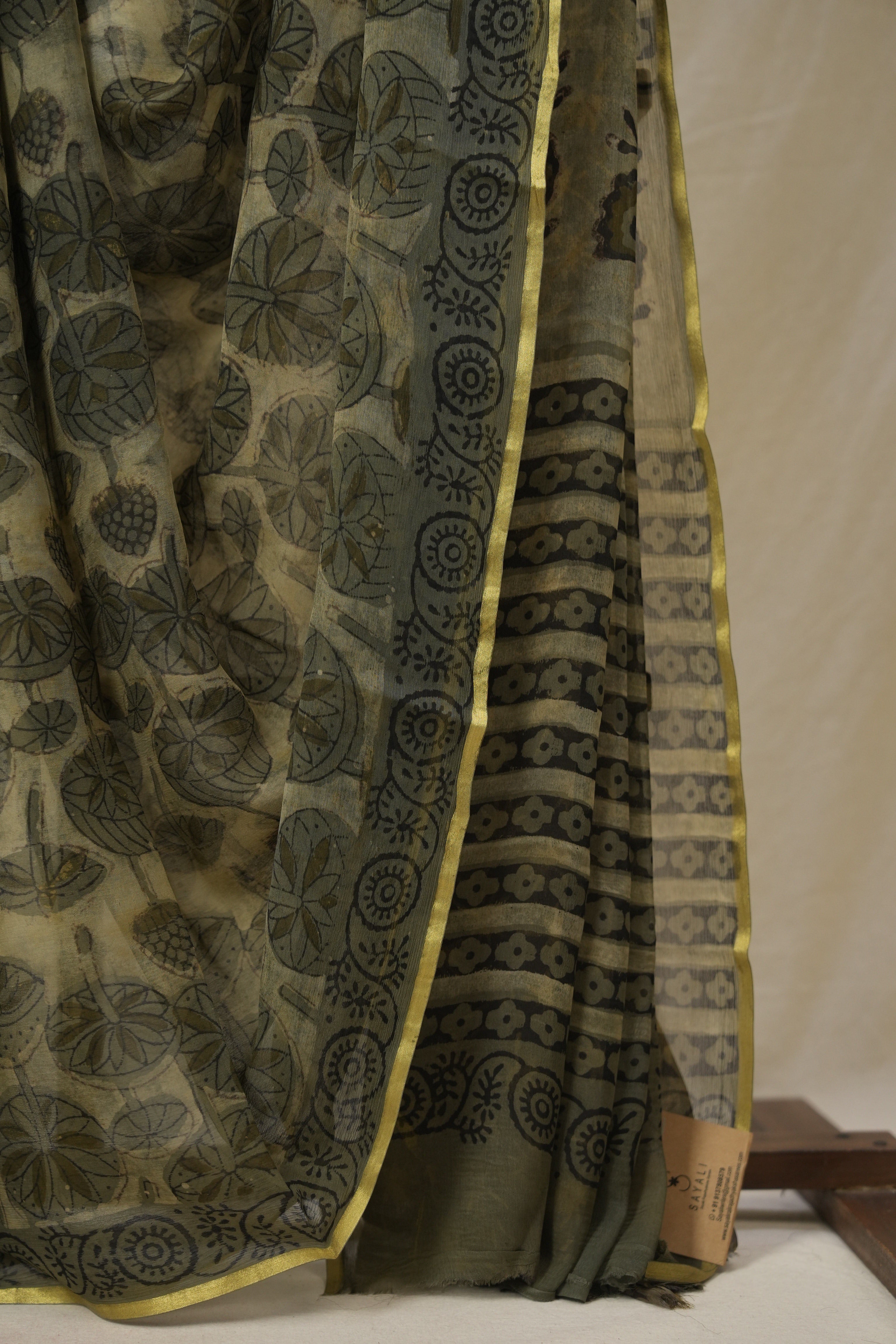 Olive Green HBP Chiffon Saree - SROGHCS39