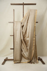 Beige Tussar Silk Saree - SRBTSS1652