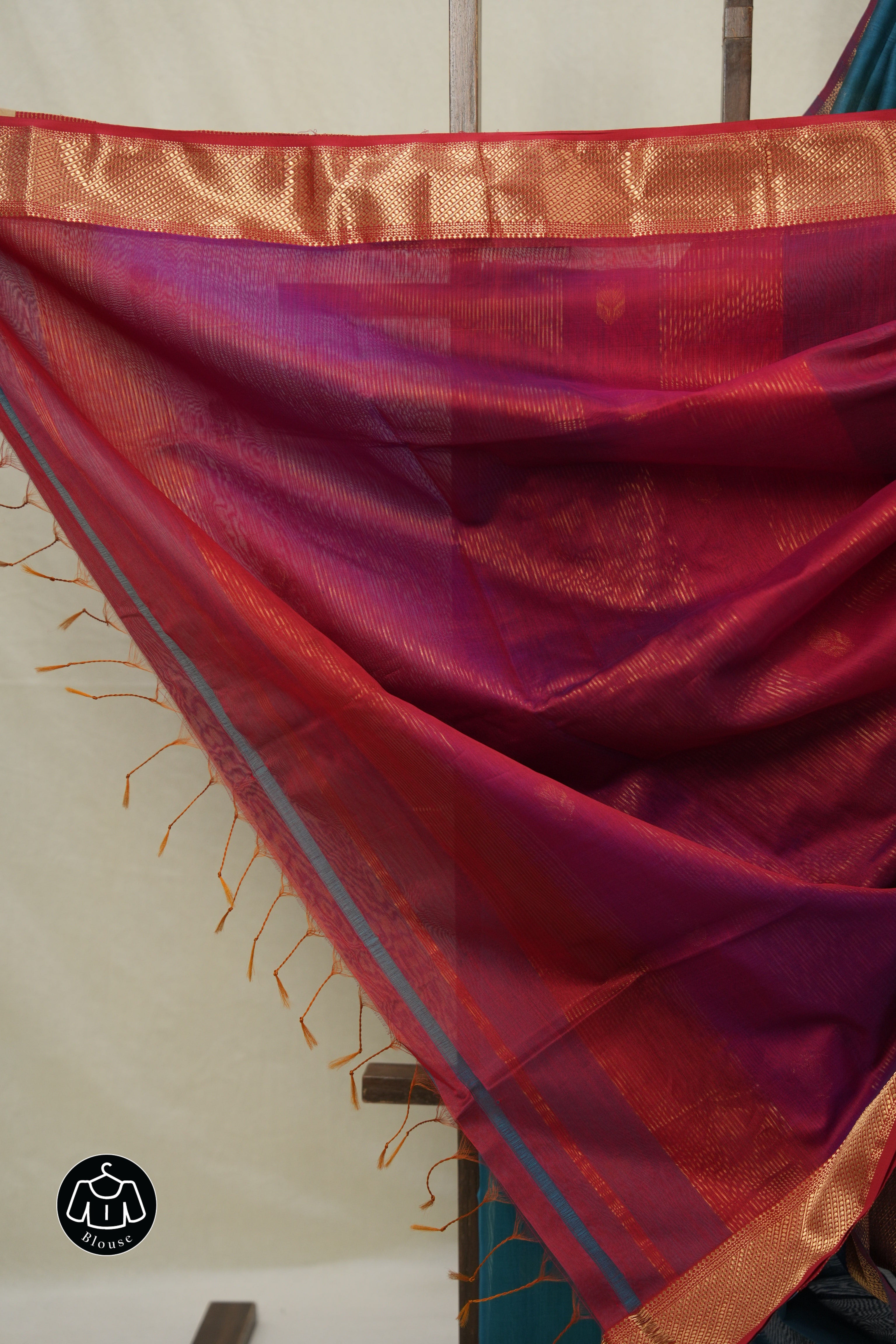 Teal Blue Maheshwari Saree - SRTBMS1015