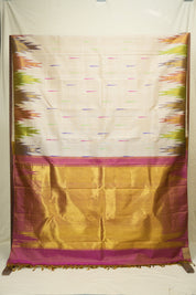 Cream Kanjivaram Silk Saree - SRCKSS1076