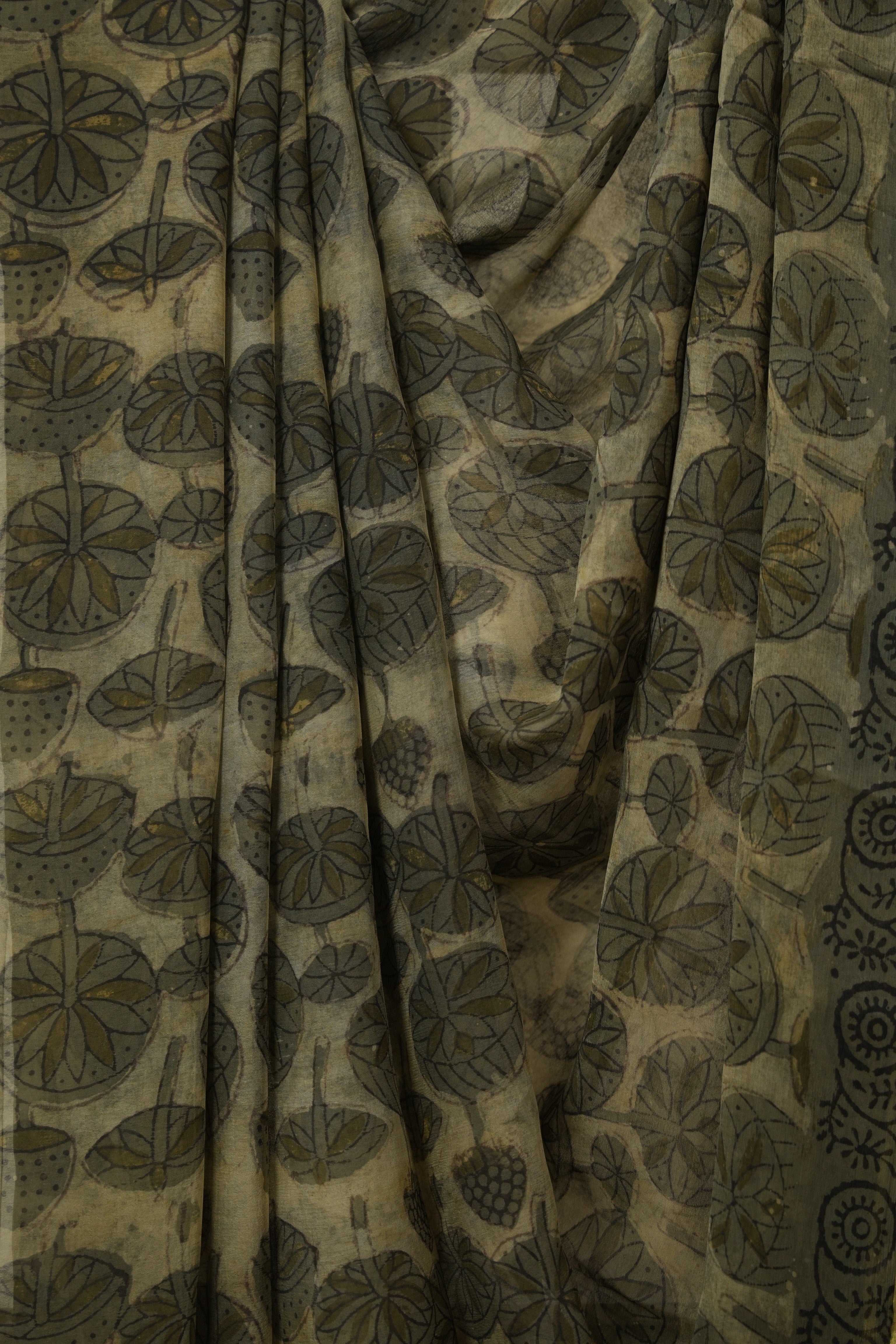Olive Green HBP Chiffon Saree - SROGHCS39
