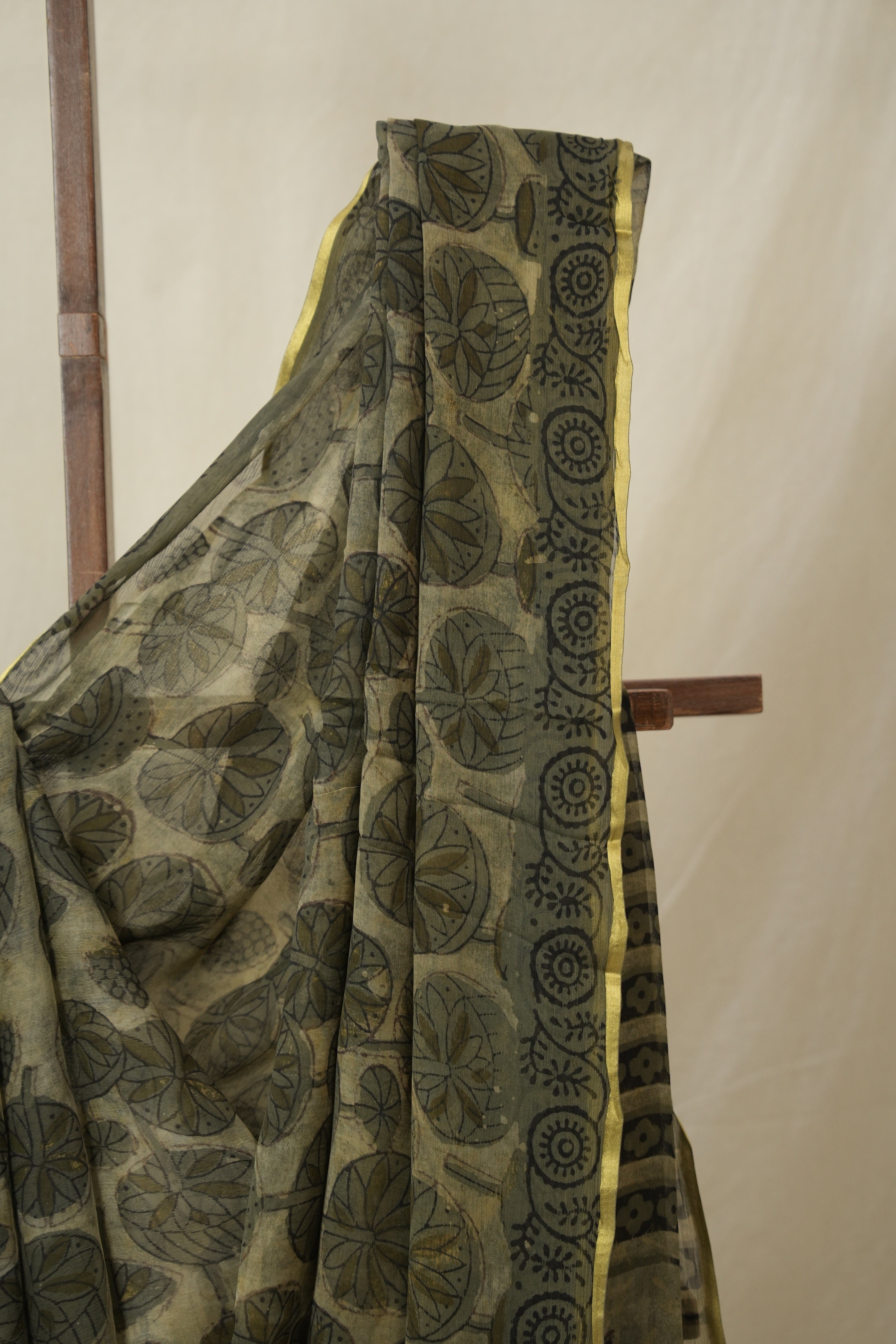 Olive Green HBP Chiffon Saree - SROGHCS39