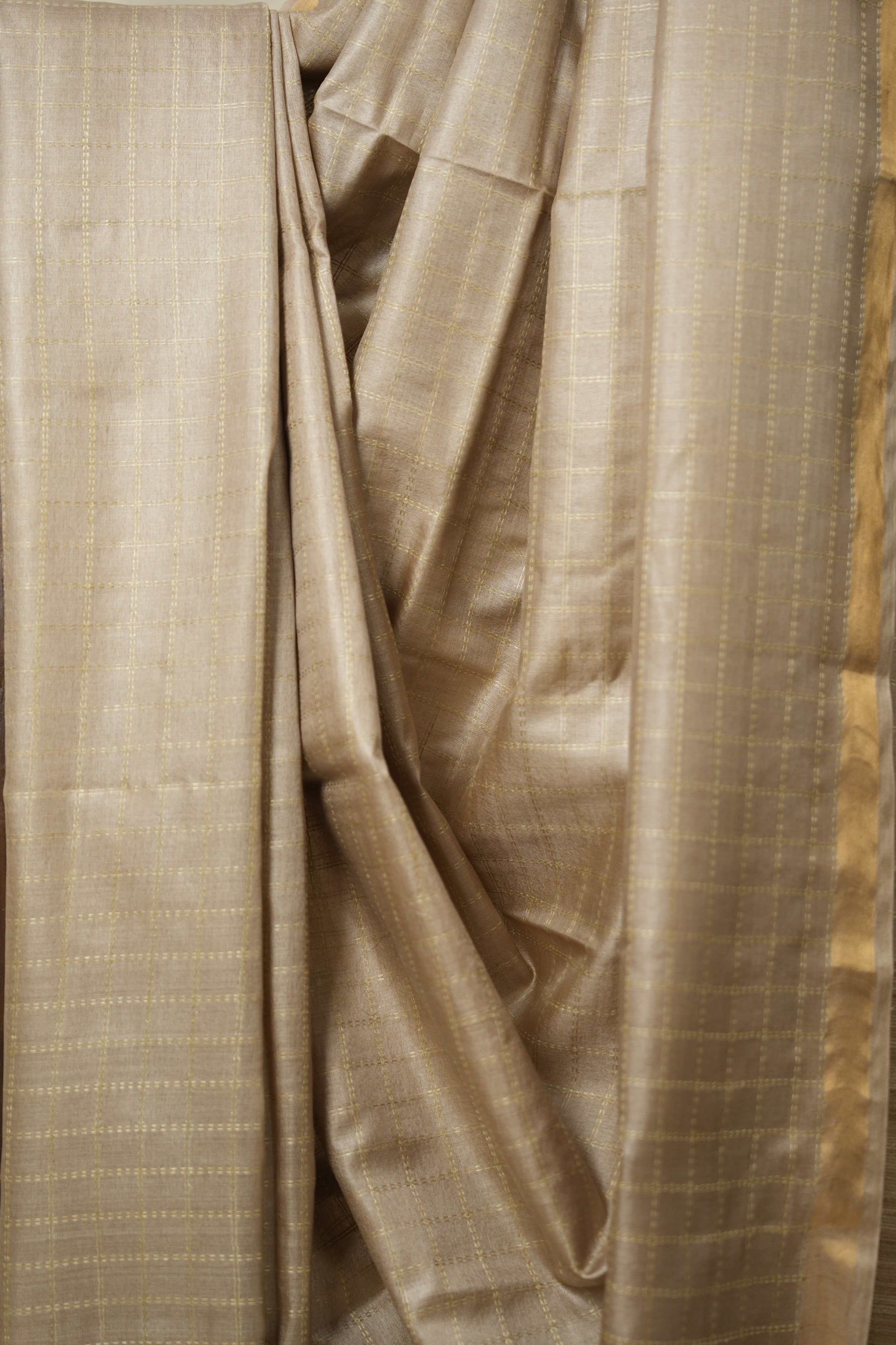 Beige Tussar Silk Saree - SRBTSS1652