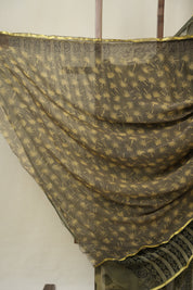 Olive Green HBP Chiffon Saree - SROGHCS39
