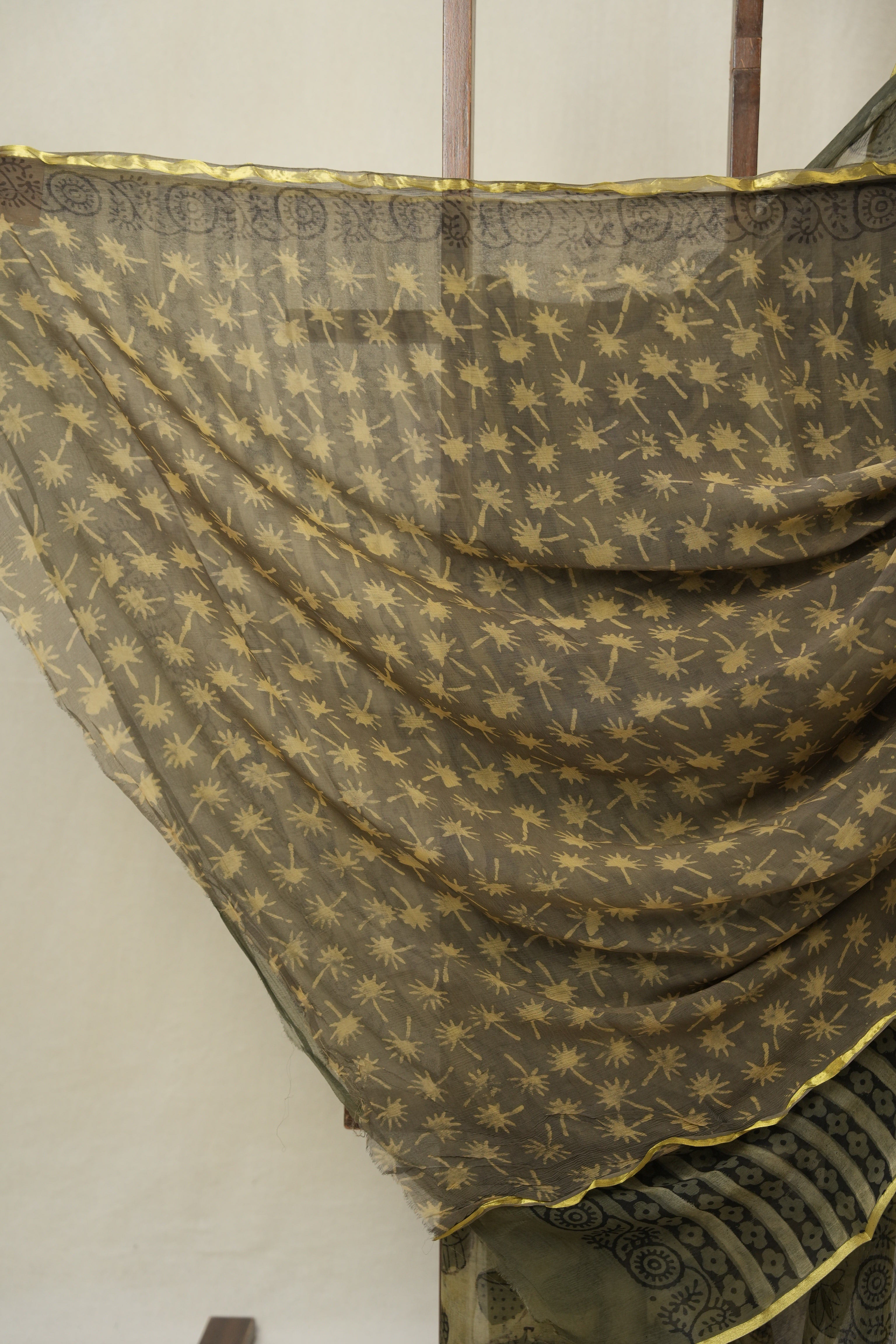 Olive Green HBP Chiffon Saree - SROGHCS39