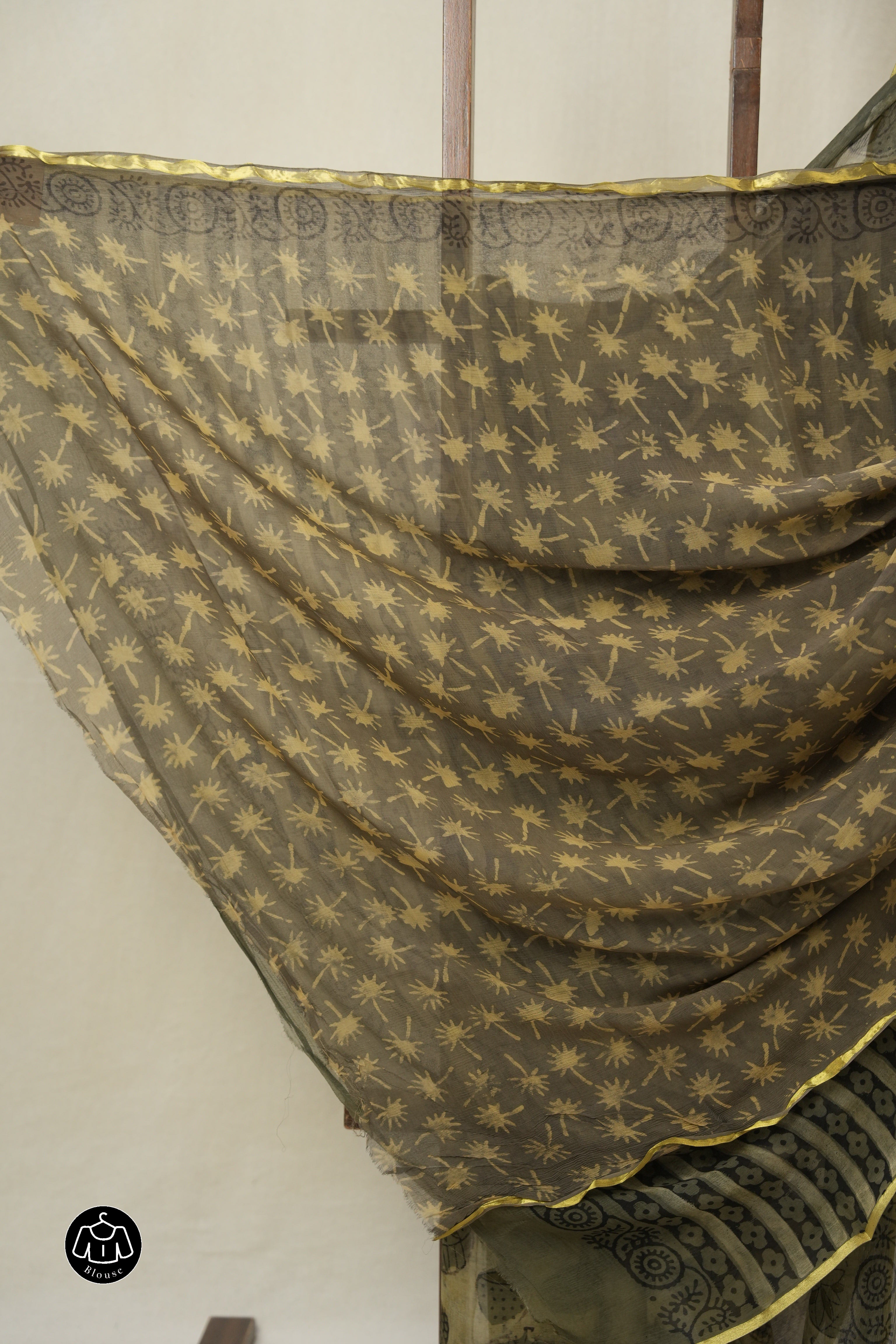Olive Green HBP Chiffon Saree - SROGHCS39