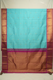 Turquoise Blue Kanjivaram Silk Saree - SRTBKSS1079