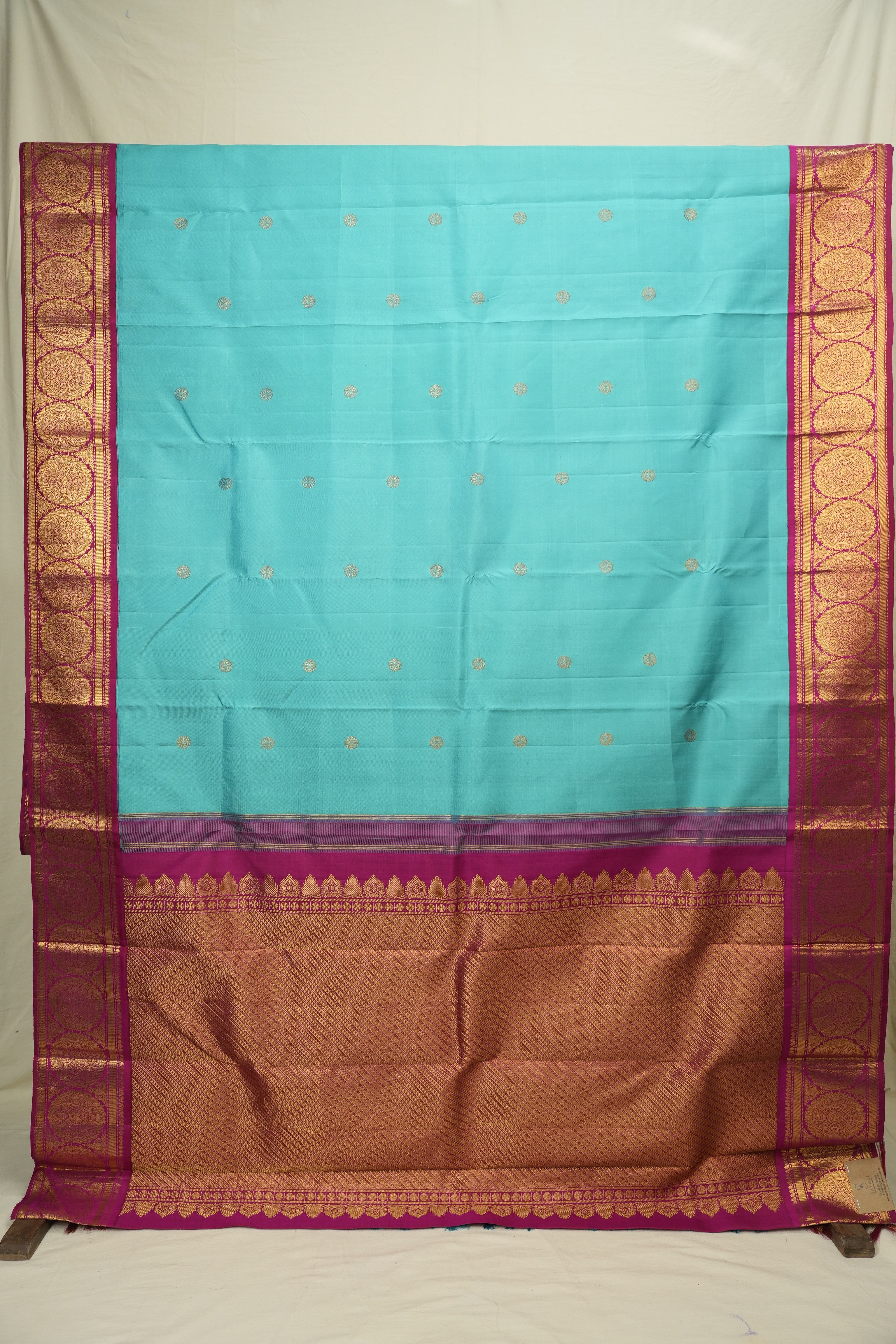 Turquoise Blue Kanjivaram Silk Saree - SRTBKSS1079