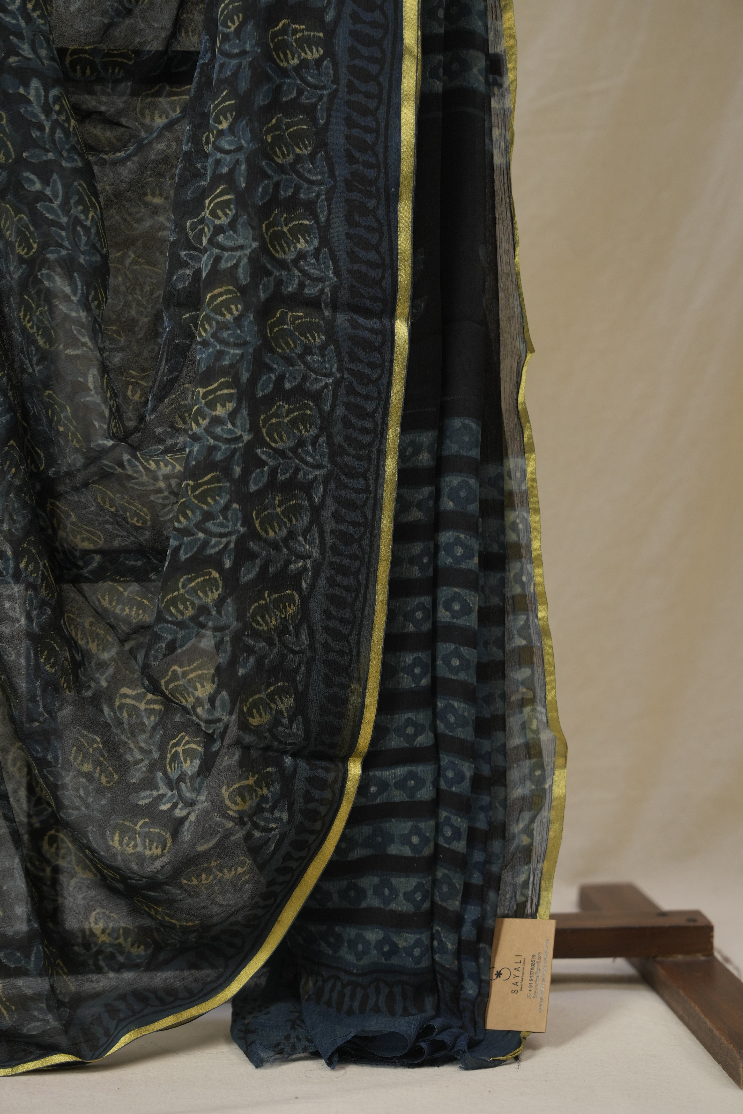 Black Blue HBP Chiffon Saree - SRBBHCS40