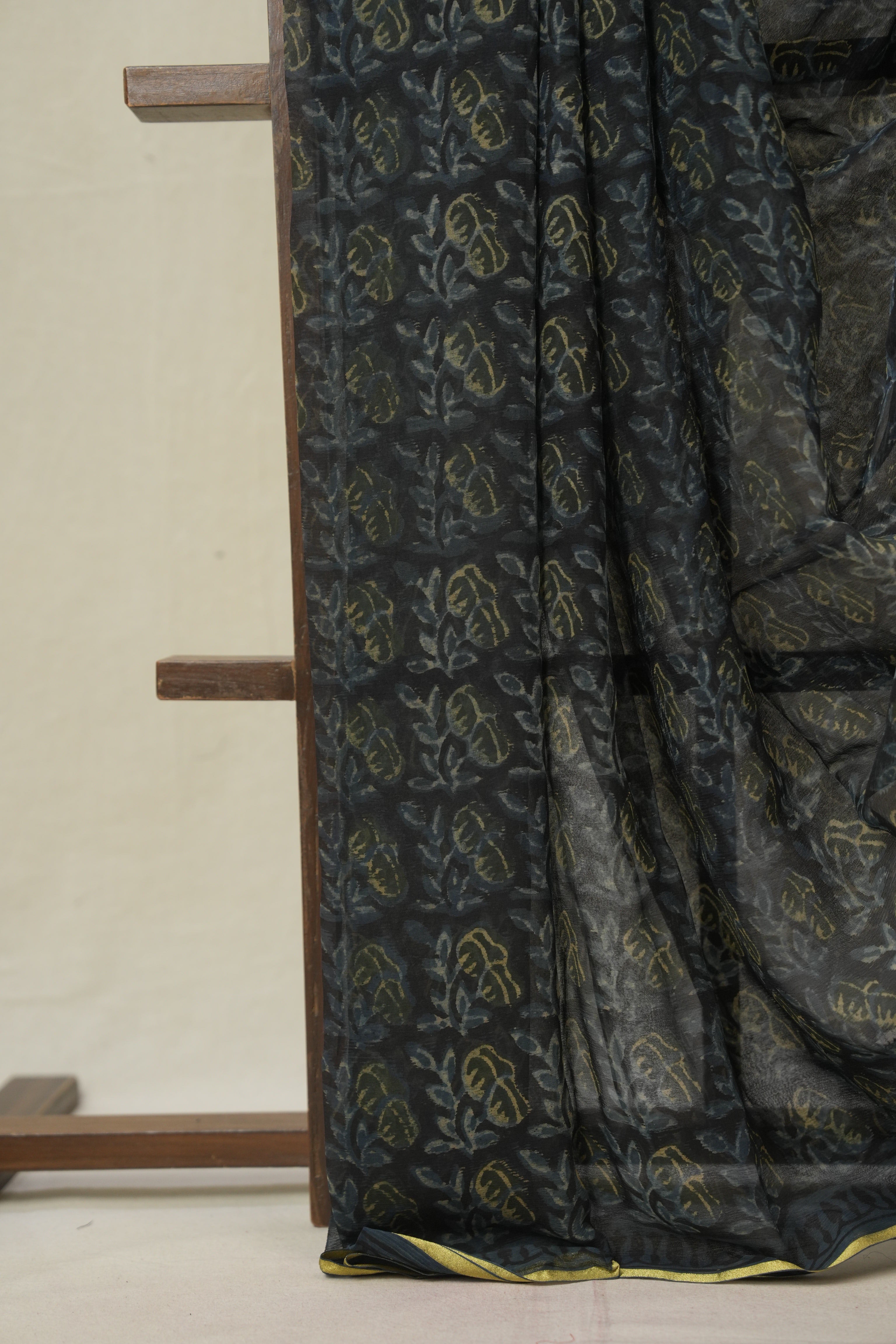 Black Blue HBP Chiffon Saree - SRBBHCS40
