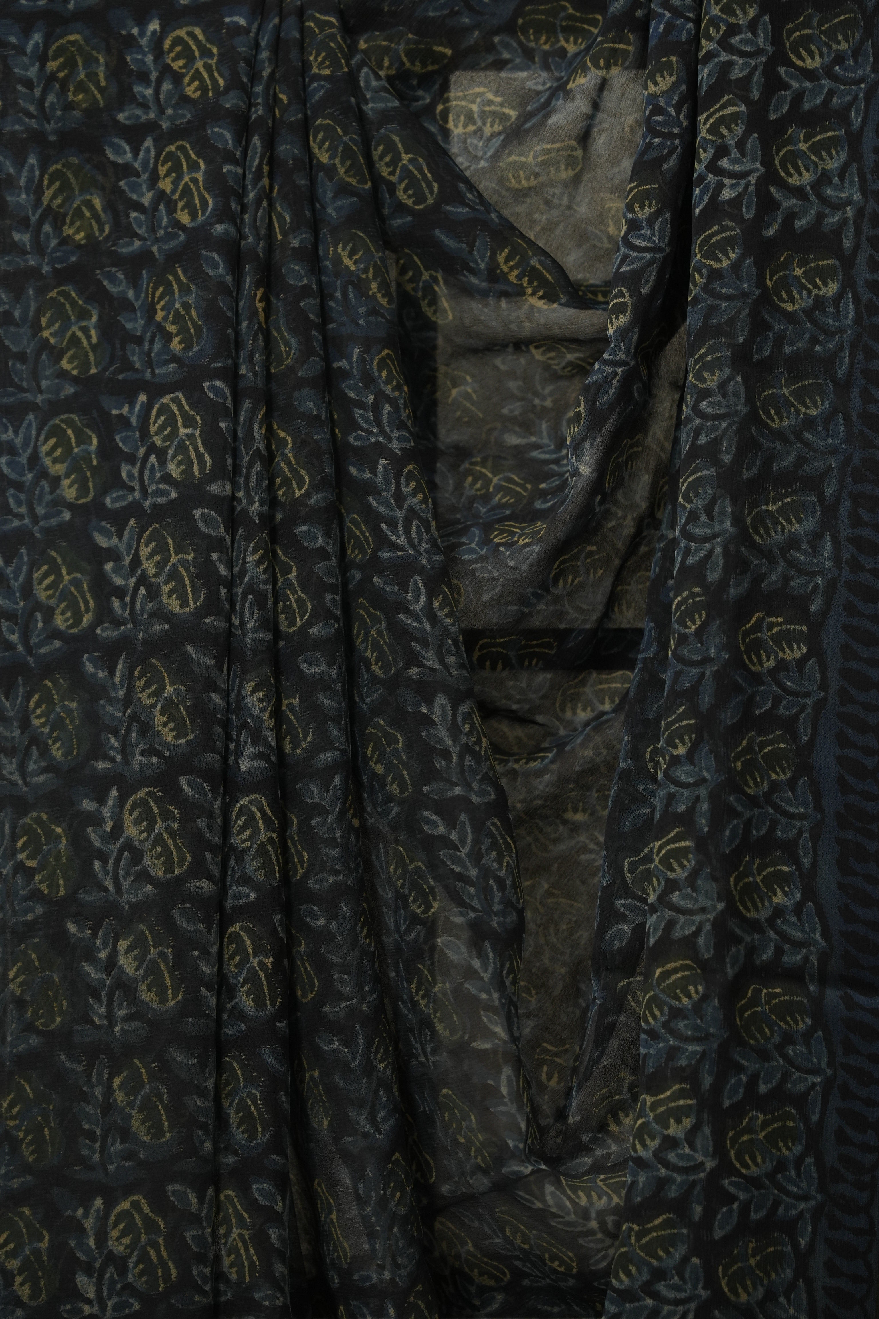 Black Blue HBP Chiffon Saree - SRBBHCS40