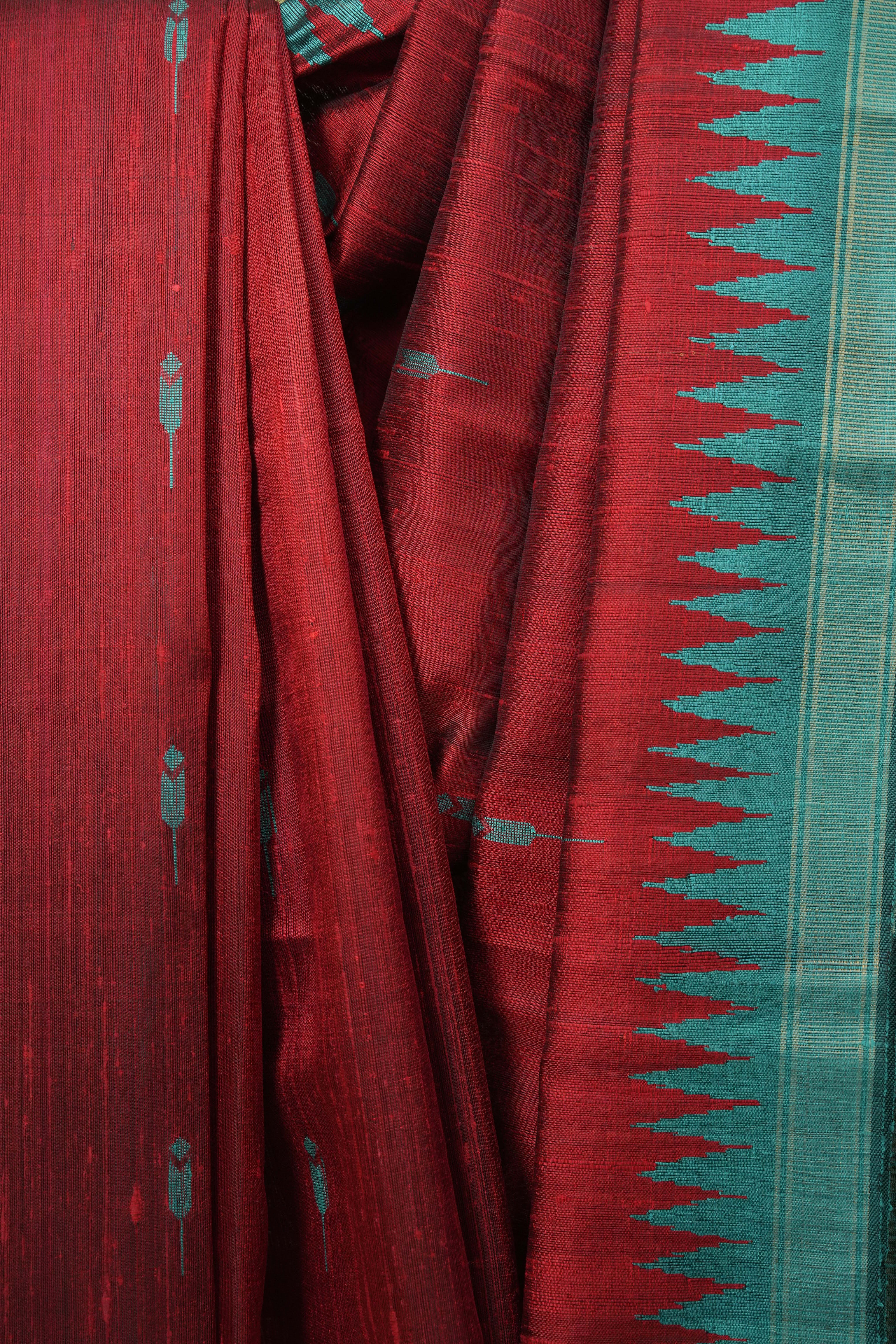 Maroon Raw Silk Saree - SRMRSS1112