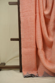 Peach Sequins Linen Saree With Green Tassels - SRPSLS511